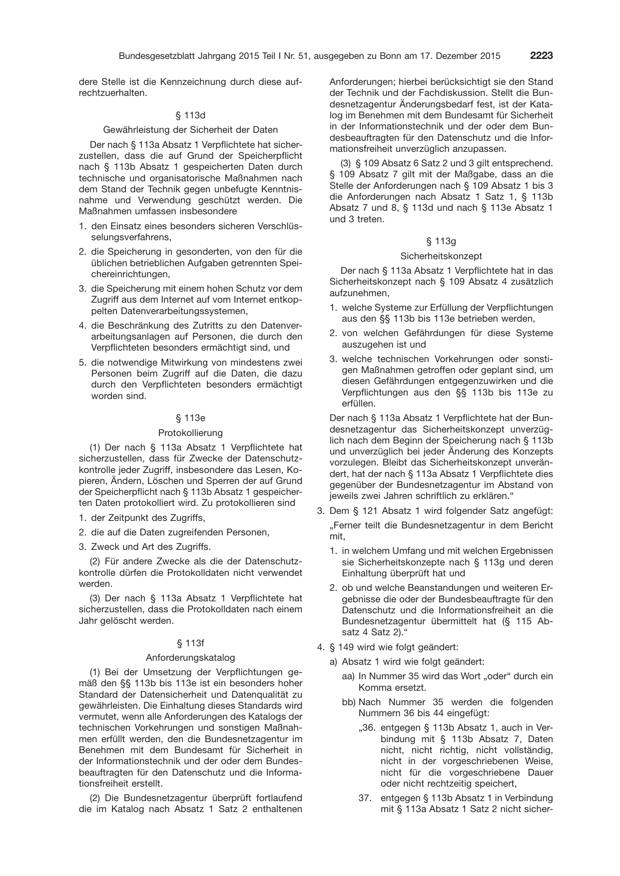 BGBl. 2015, Seite 2223 — Originalseite als Abbildung