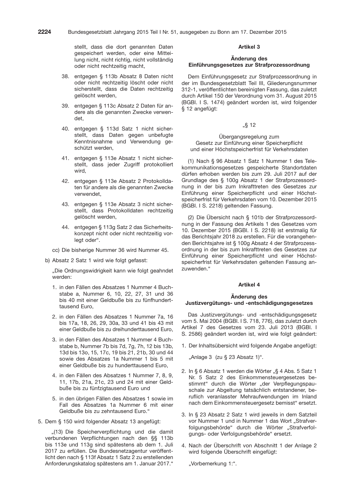 BGBl. 2015, Seite 2224 — Originalseite als Abbildung