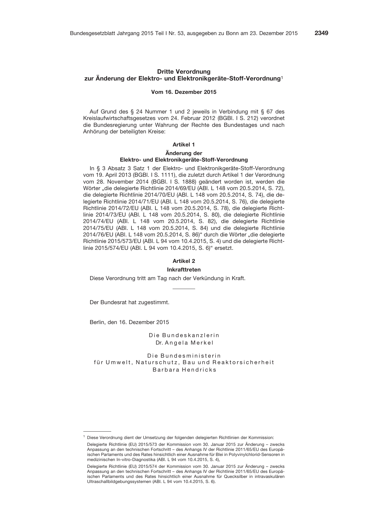 BGBl. 2015, Seite 2349 — Originalseite als Abbildung