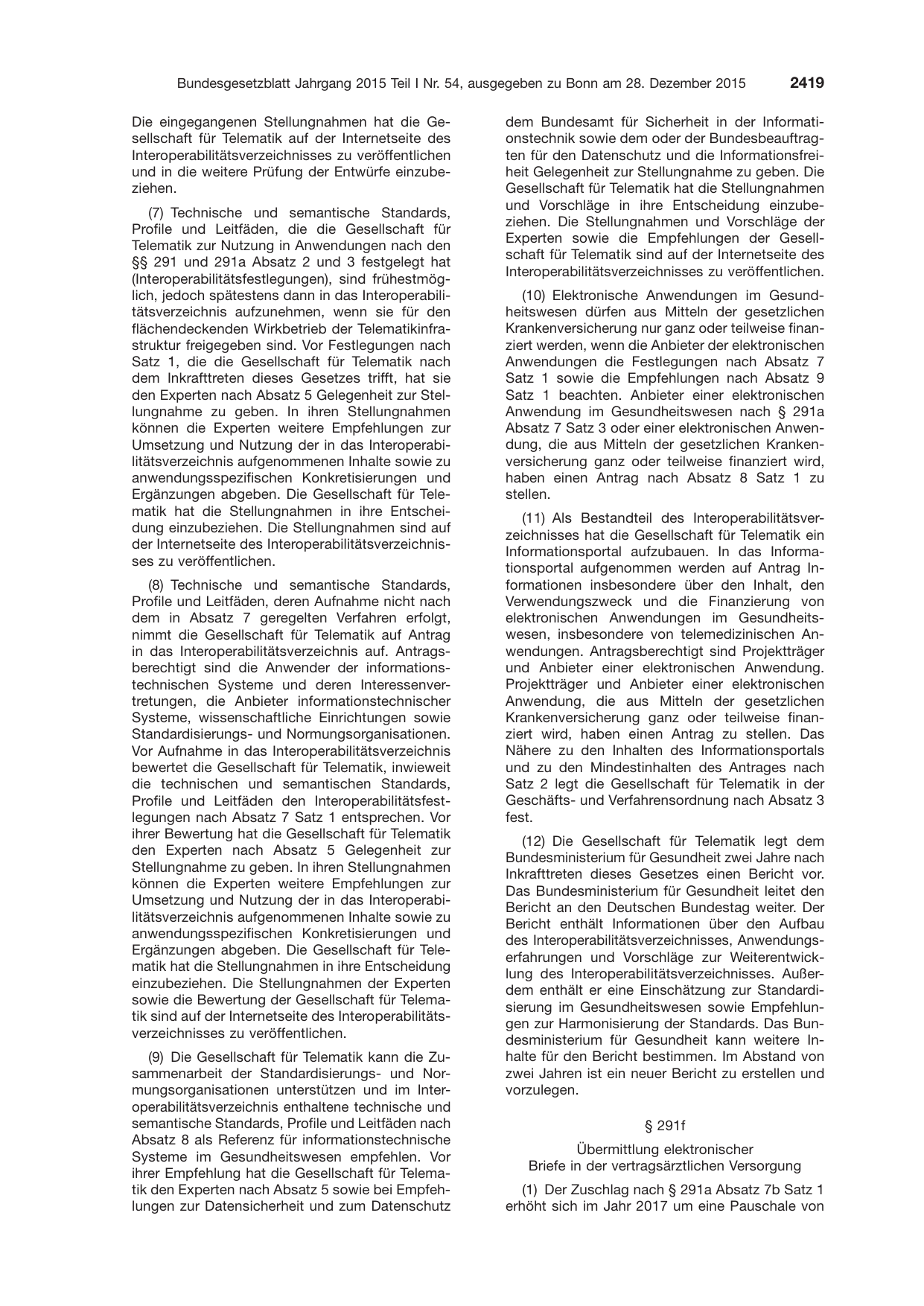 BGBl. 2015, Seite 2419 — Originalseite als Abbildung