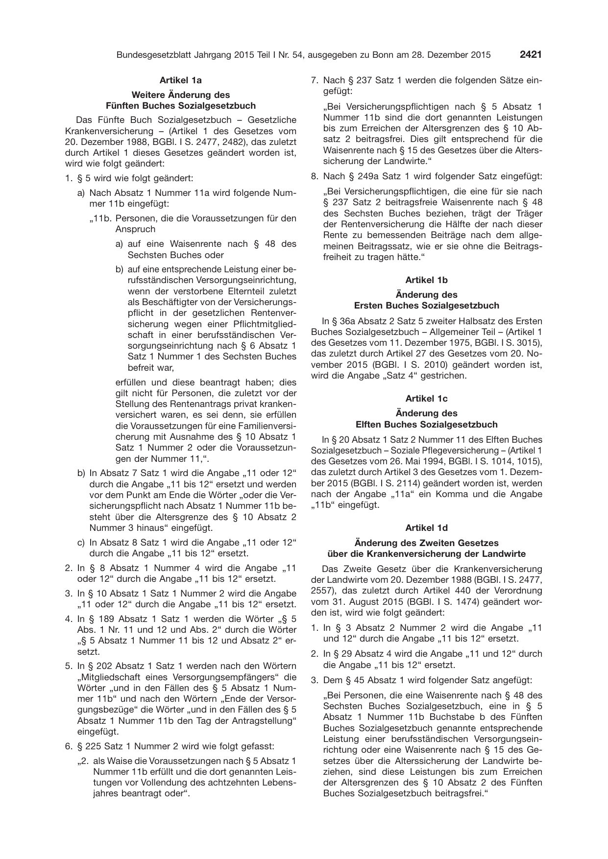 BGBl. 2015, Seite 2421 — Originalseite als Abbildung