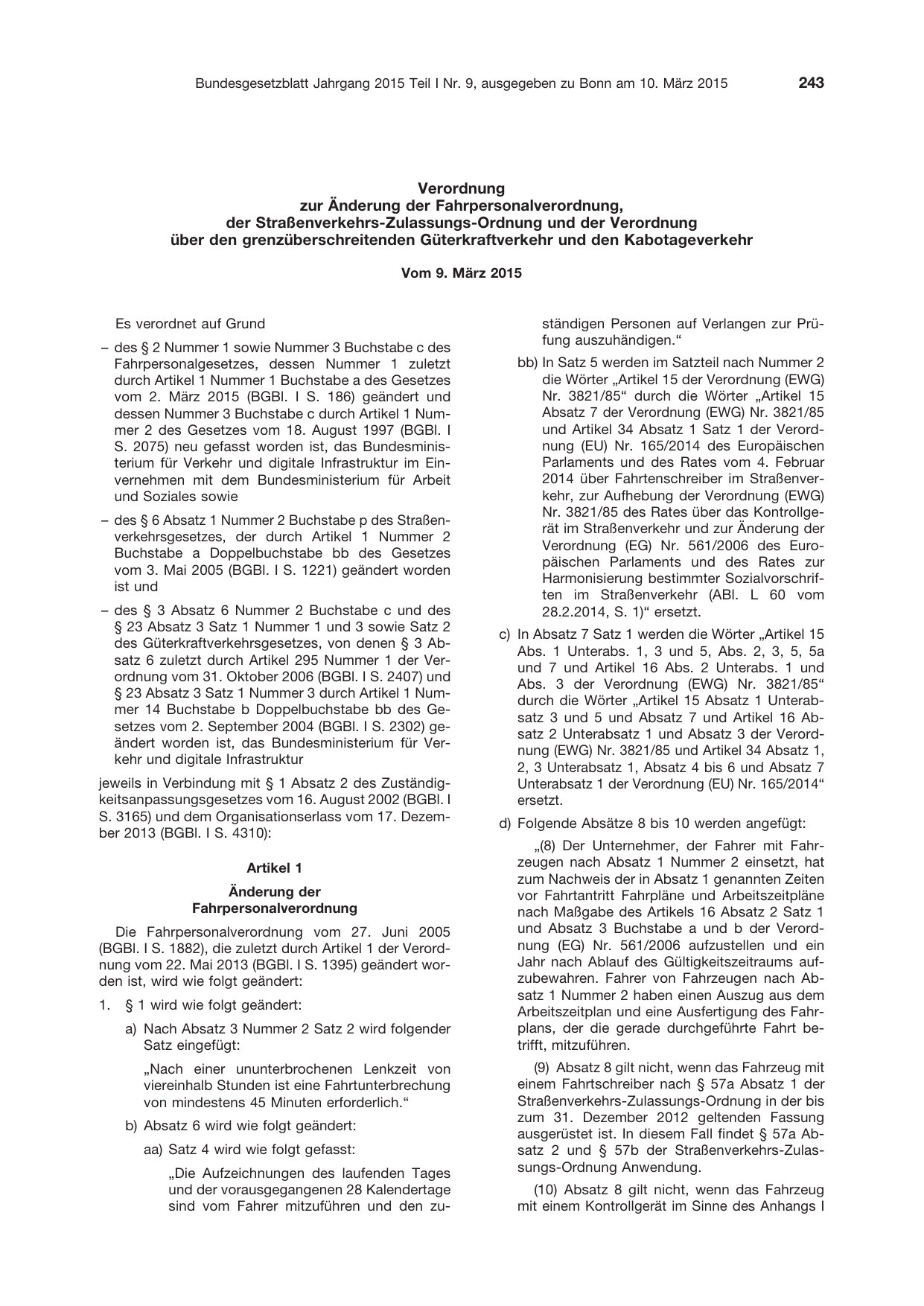 BGBl. 2015, Seite 243 — Originalseite als Abbildung