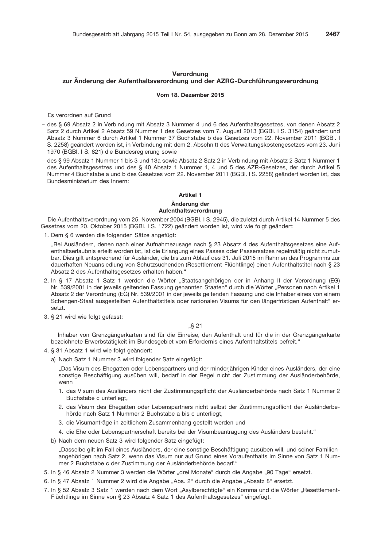 BGBl. 2015, Seite 2467 — Originalseite als Abbildung