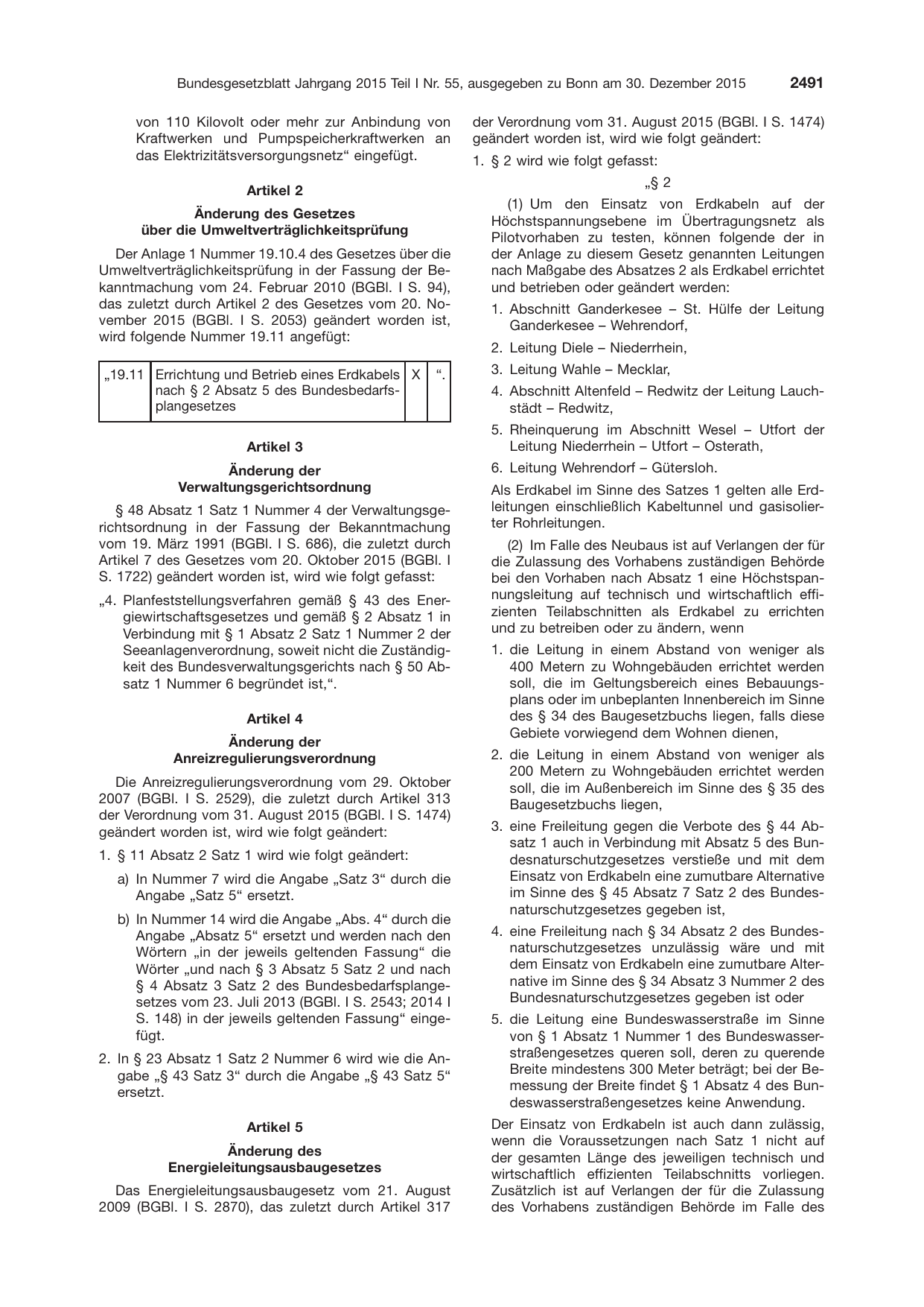 BGBl. 2015, Seite 2491 — Originalseite als Abbildung