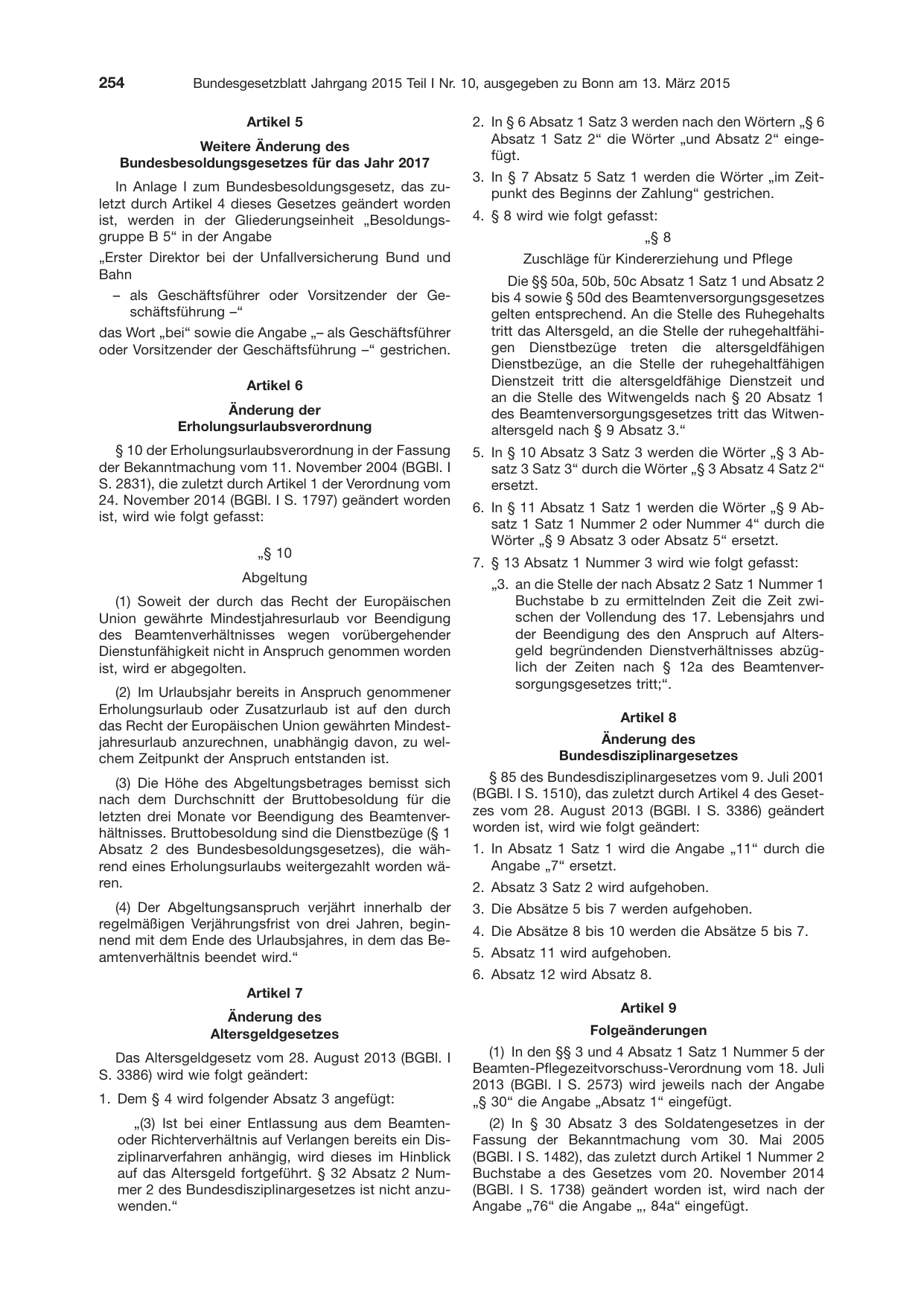 BGBl. 2015, Seite 254 — Originalseite als Abbildung
