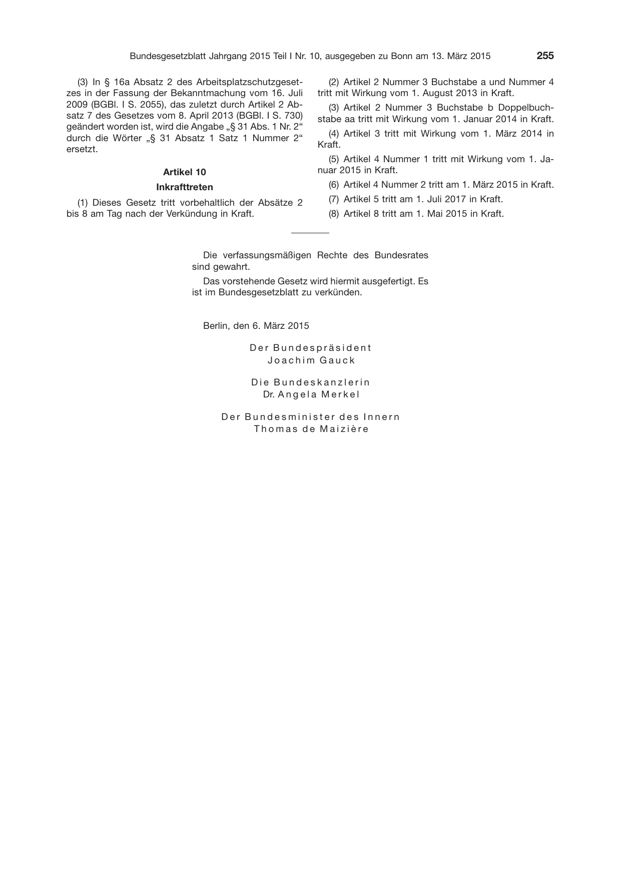 BGBl. 2015, Seite 255 — Originalseite als Abbildung