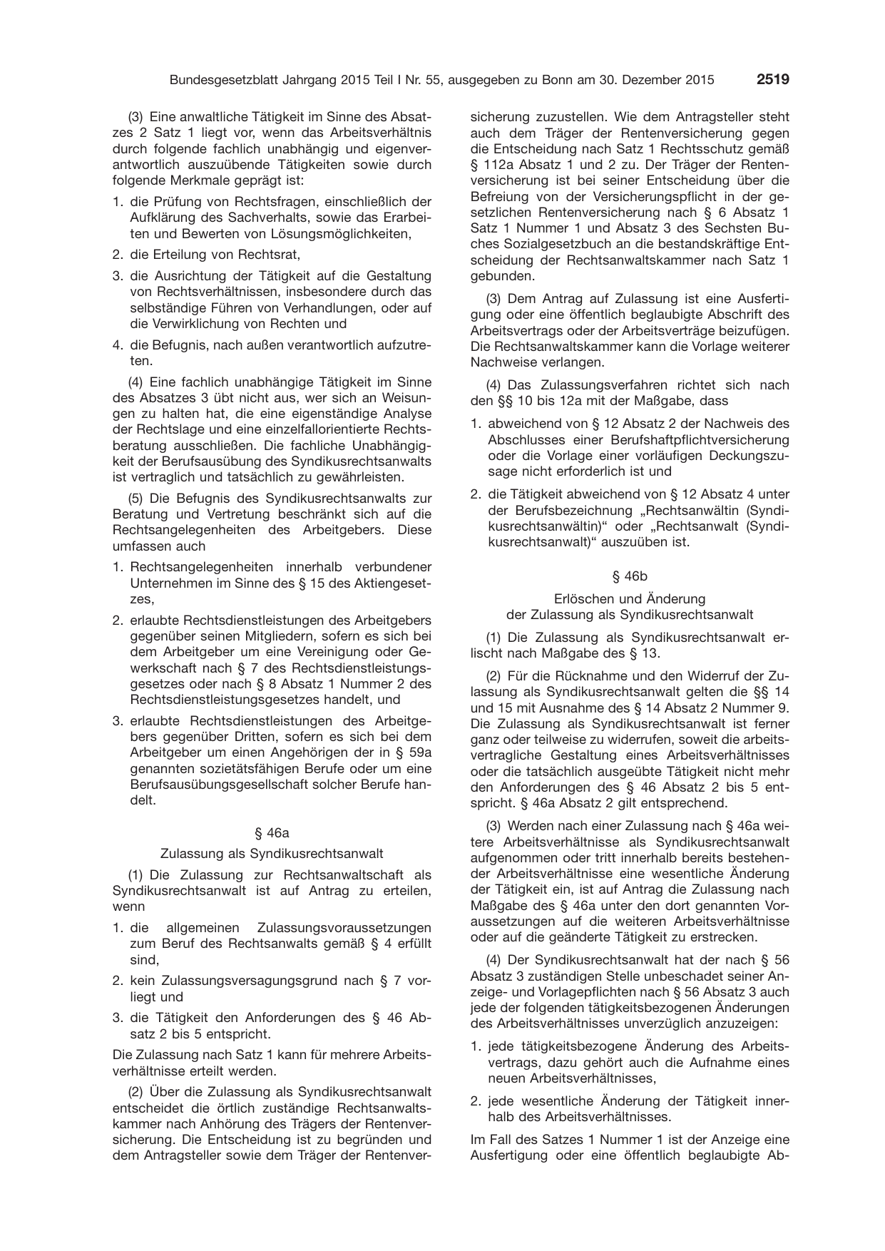 BGBl. 2015, Seite 2519 — Originalseite als Abbildung