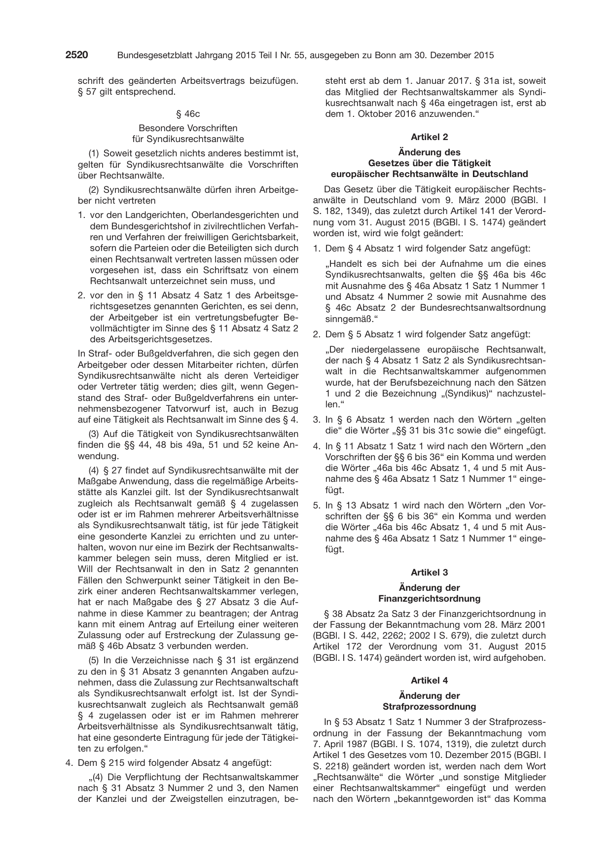 BGBl. 2015, Seite 2520 — Originalseite als Abbildung