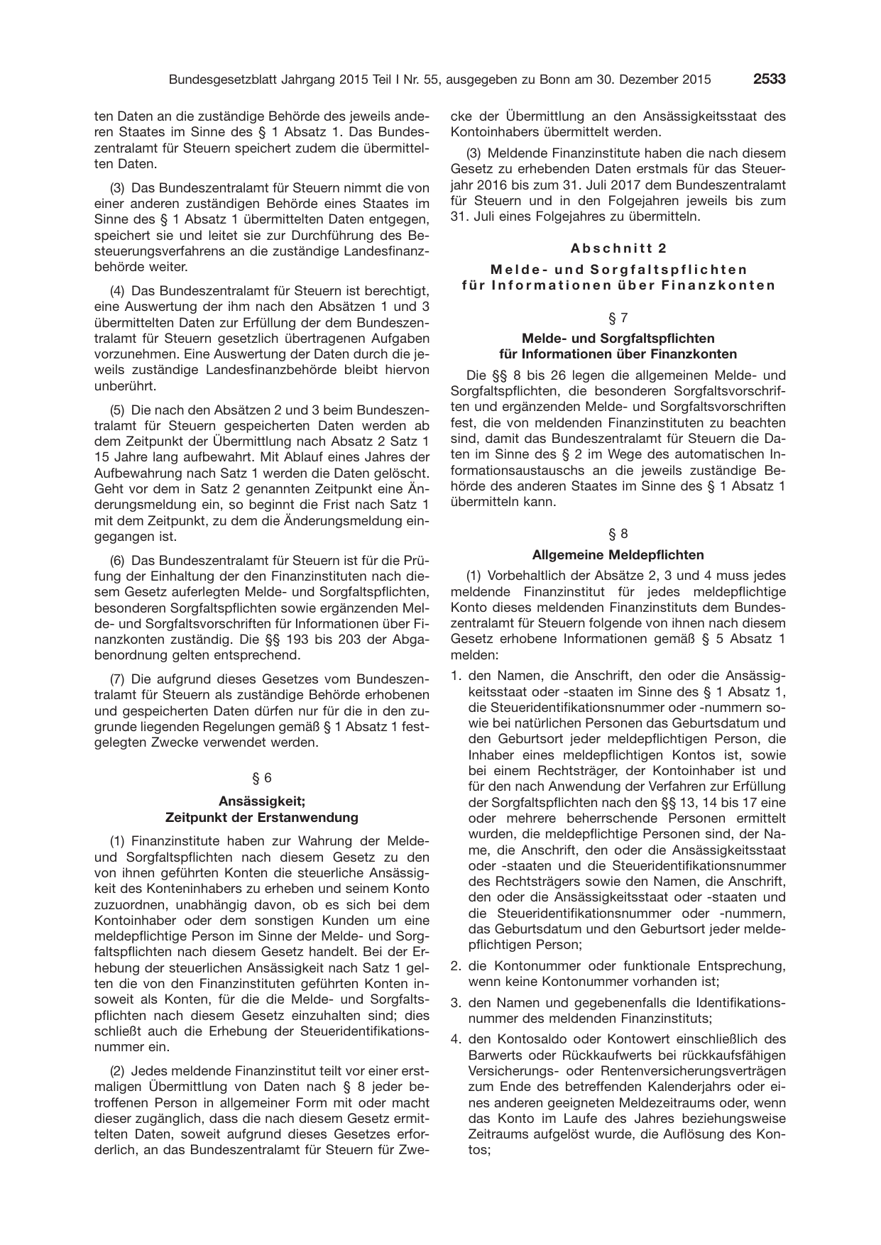 BGBl. 2015, Seite 2533 — Originalseite als Abbildung