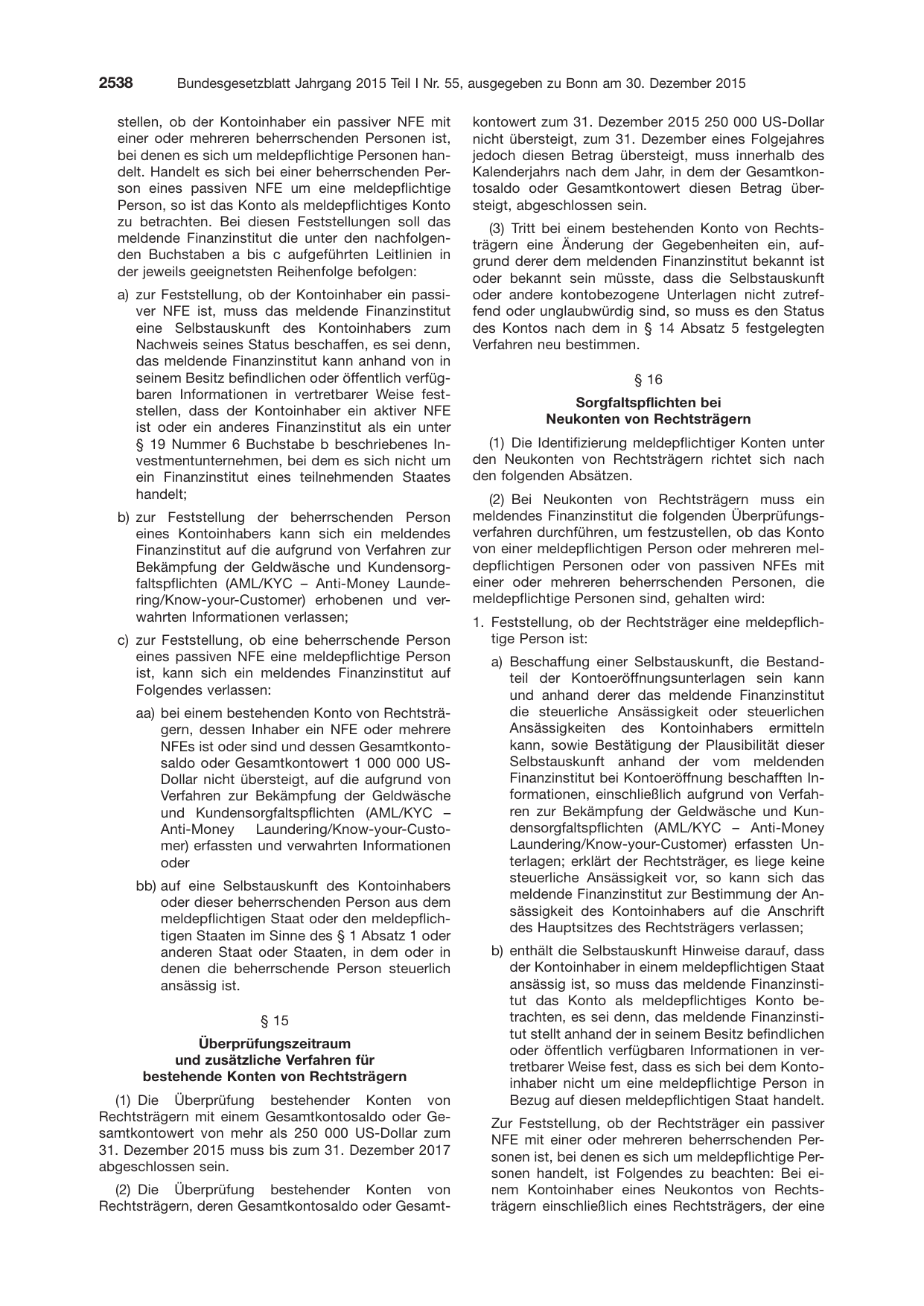 BGBl. 2015, Seite 2538 — Originalseite als Abbildung