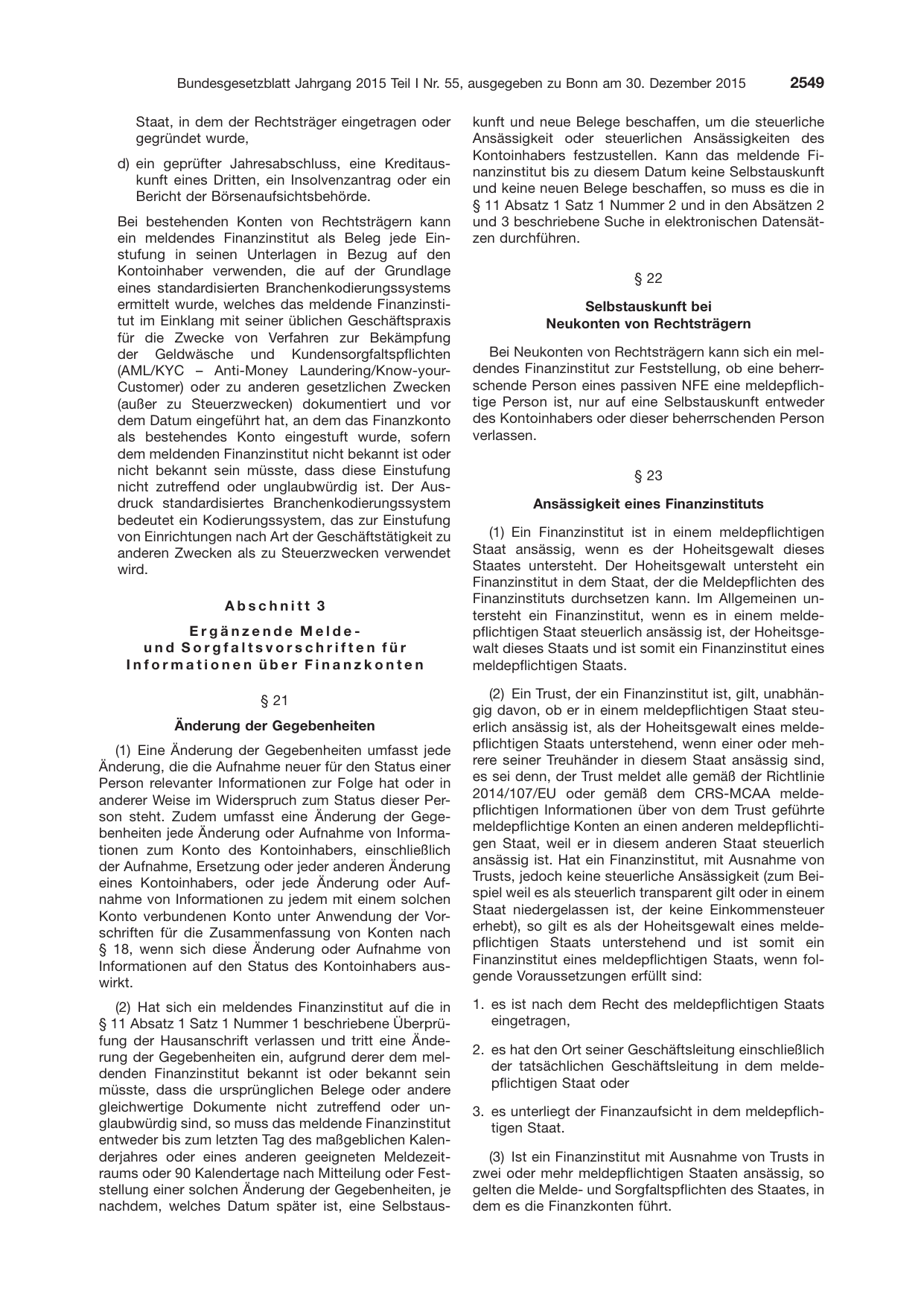 BGBl. 2015, Seite 2549 — Originalseite als Abbildung