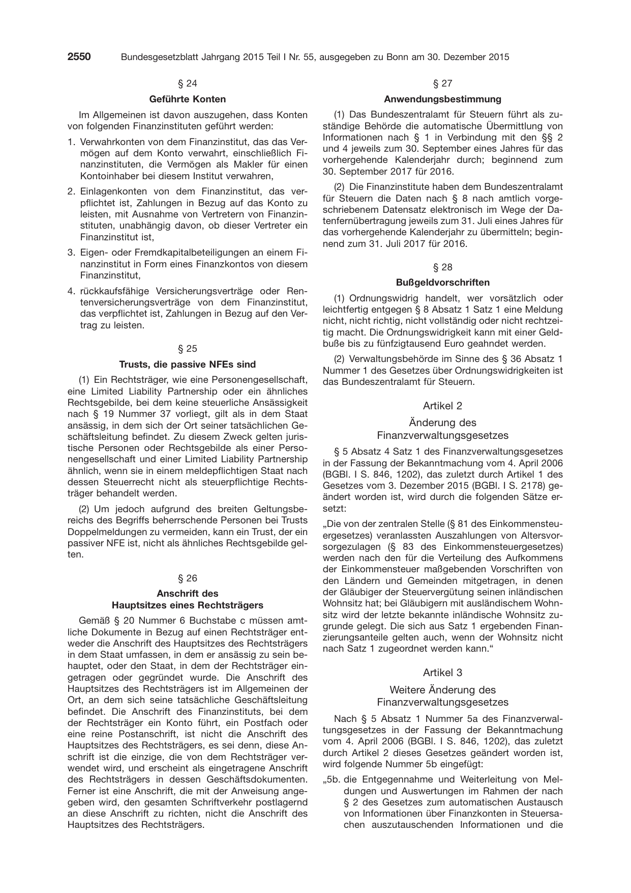 BGBl. 2015, Seite 2550 — Originalseite als Abbildung