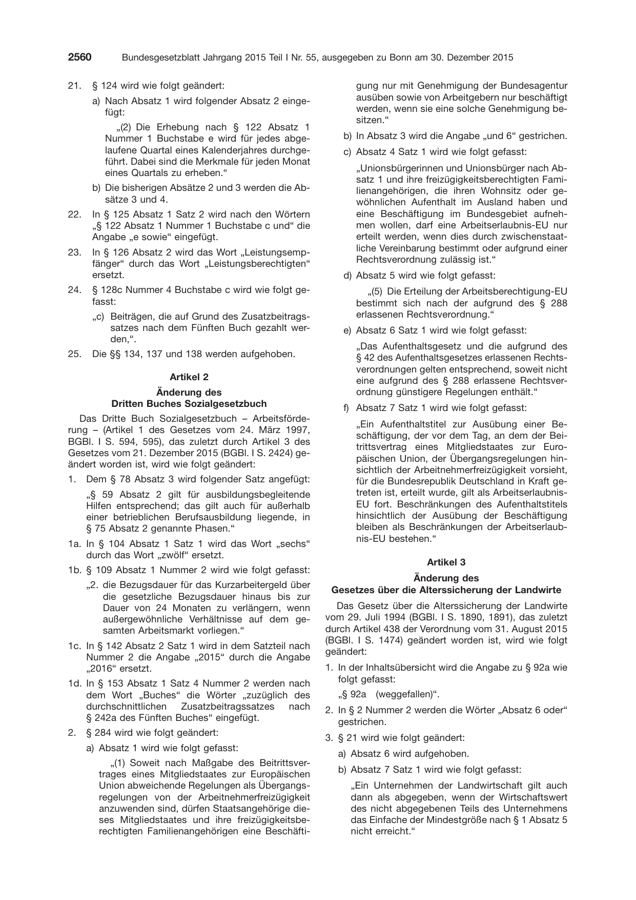 BGBl. 2015, Seite 2560 — Originalseite als Abbildung
