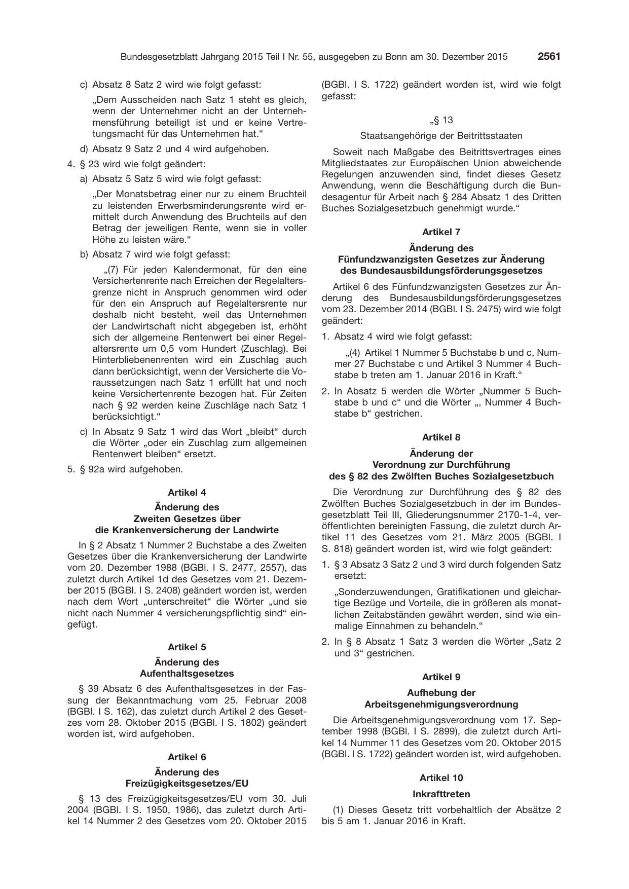 BGBl. 2015, Seite 2561 — Originalseite als Abbildung