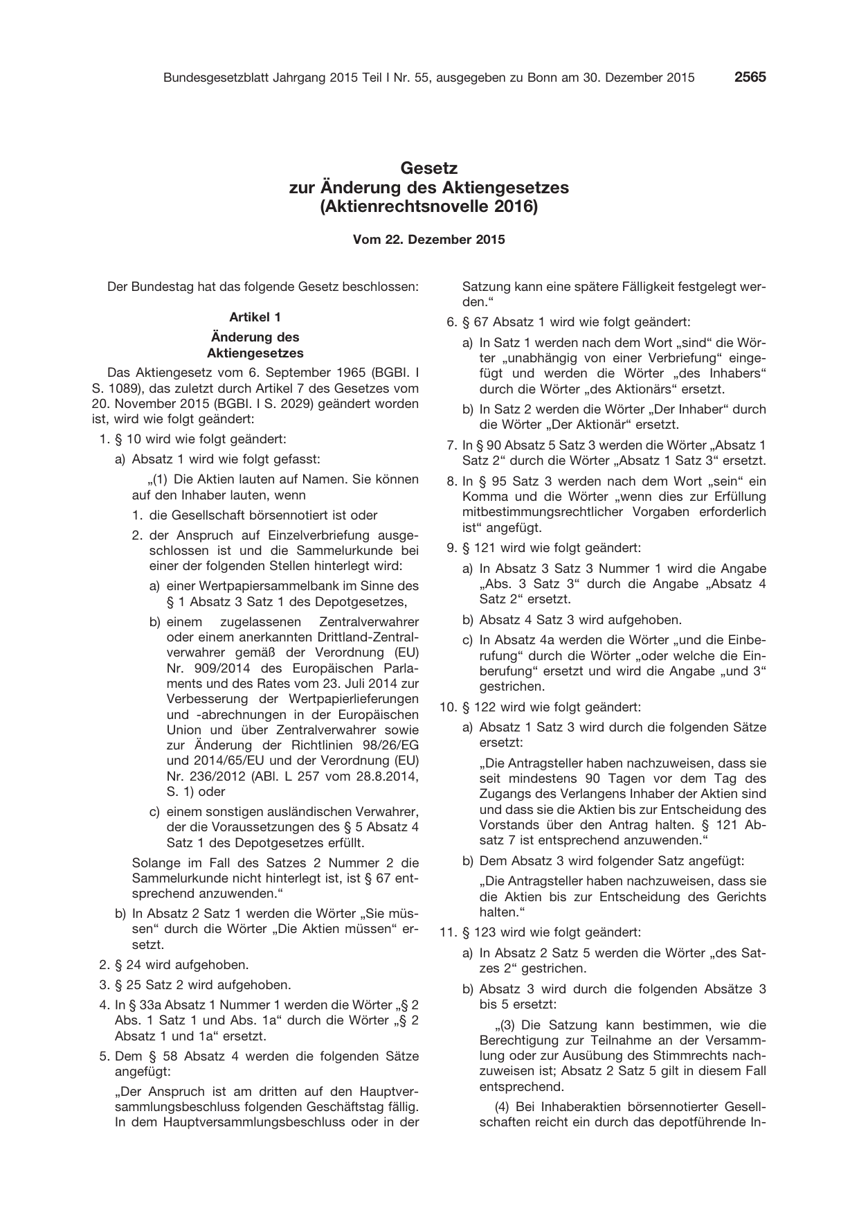 BGBl. 2015, Seite 2565 — Originalseite als Abbildung