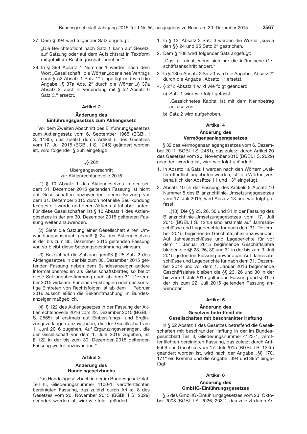 BGBl. 2015, Seite 2567 — Originalseite als Abbildung