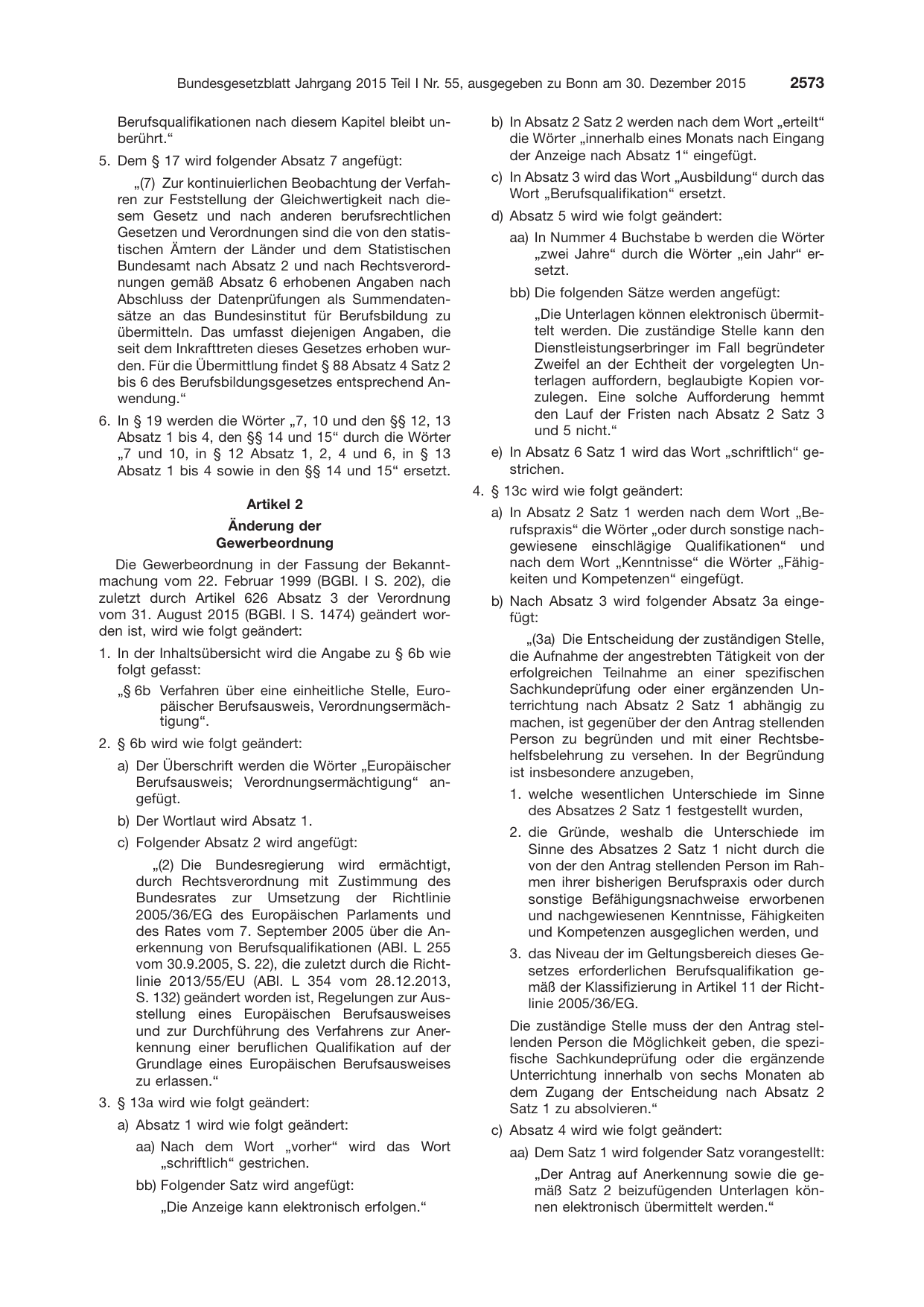 BGBl. 2015, Seite 2573 — Originalseite als Abbildung