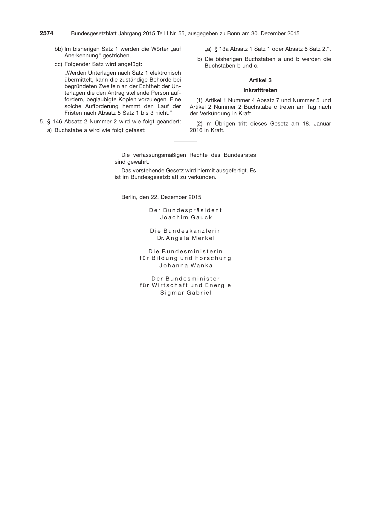 BGBl. 2015, Seite 2574 — Originalseite als Abbildung