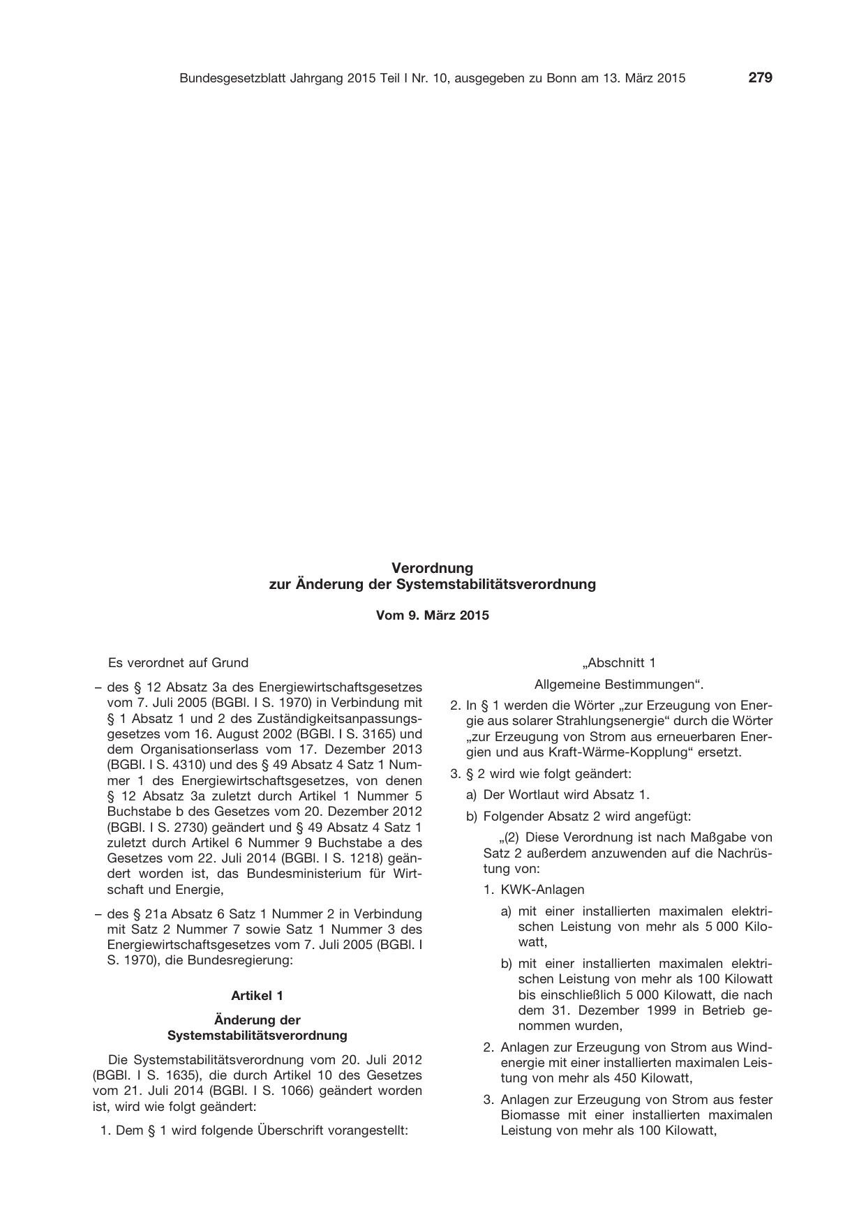 BGBl. 2015, Seite 279 — Originalseite als Abbildung