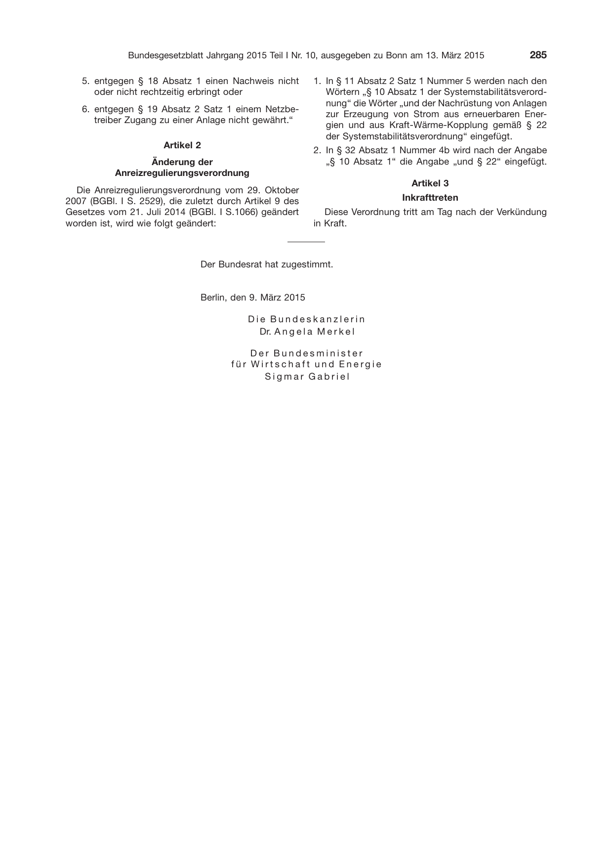 BGBl. 2015, Seite 285 — Originalseite als Abbildung