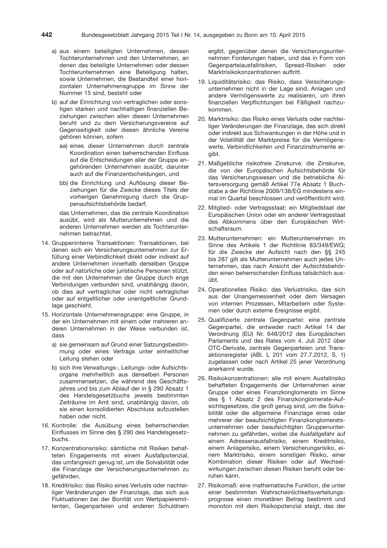 BGBl. 2015, Seite 442 — Originalseite als Abbildung