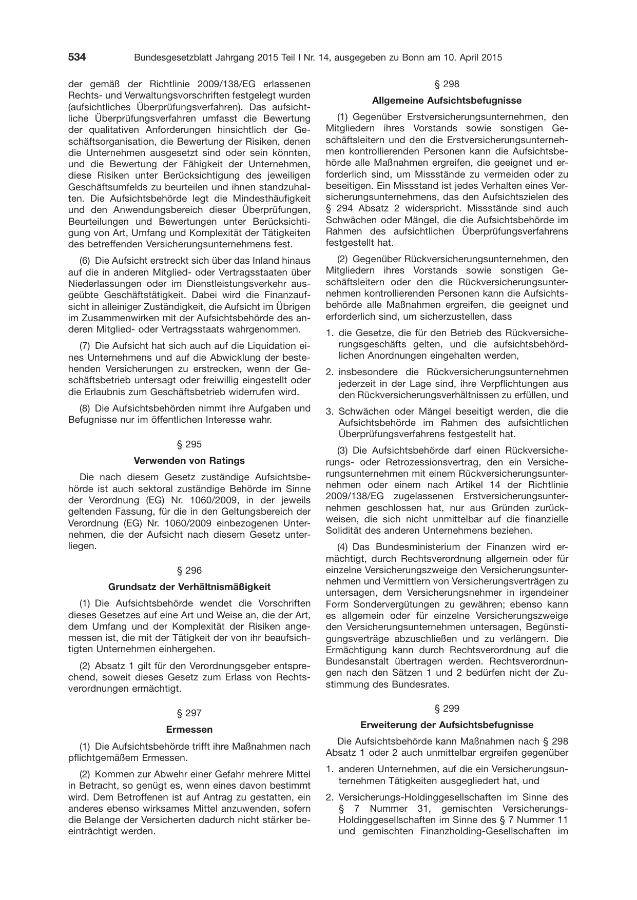 BGBl. 2015, Seite 534 — Originalseite als Abbildung