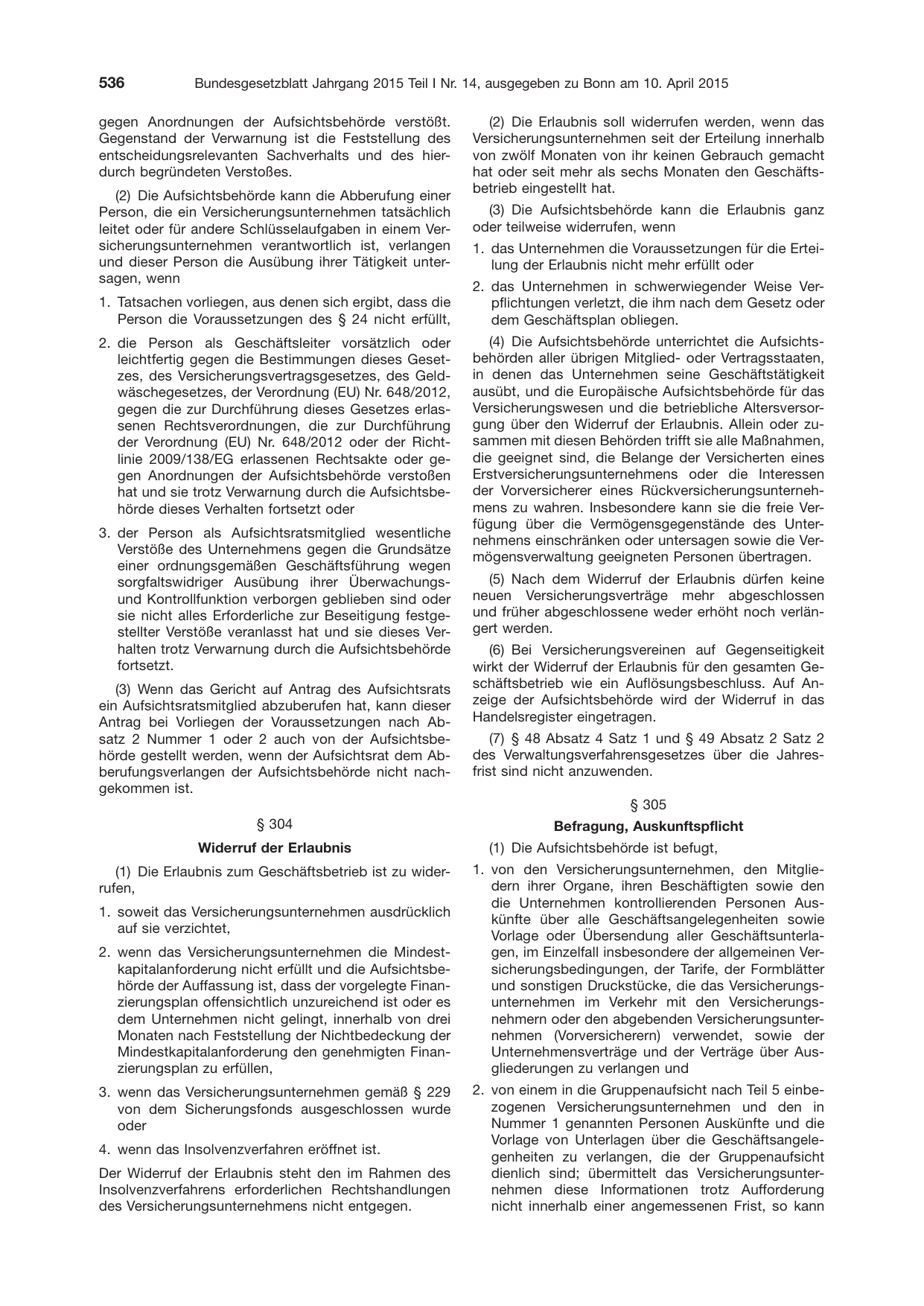 BGBl. 2015, Seite 536 — Originalseite als Abbildung