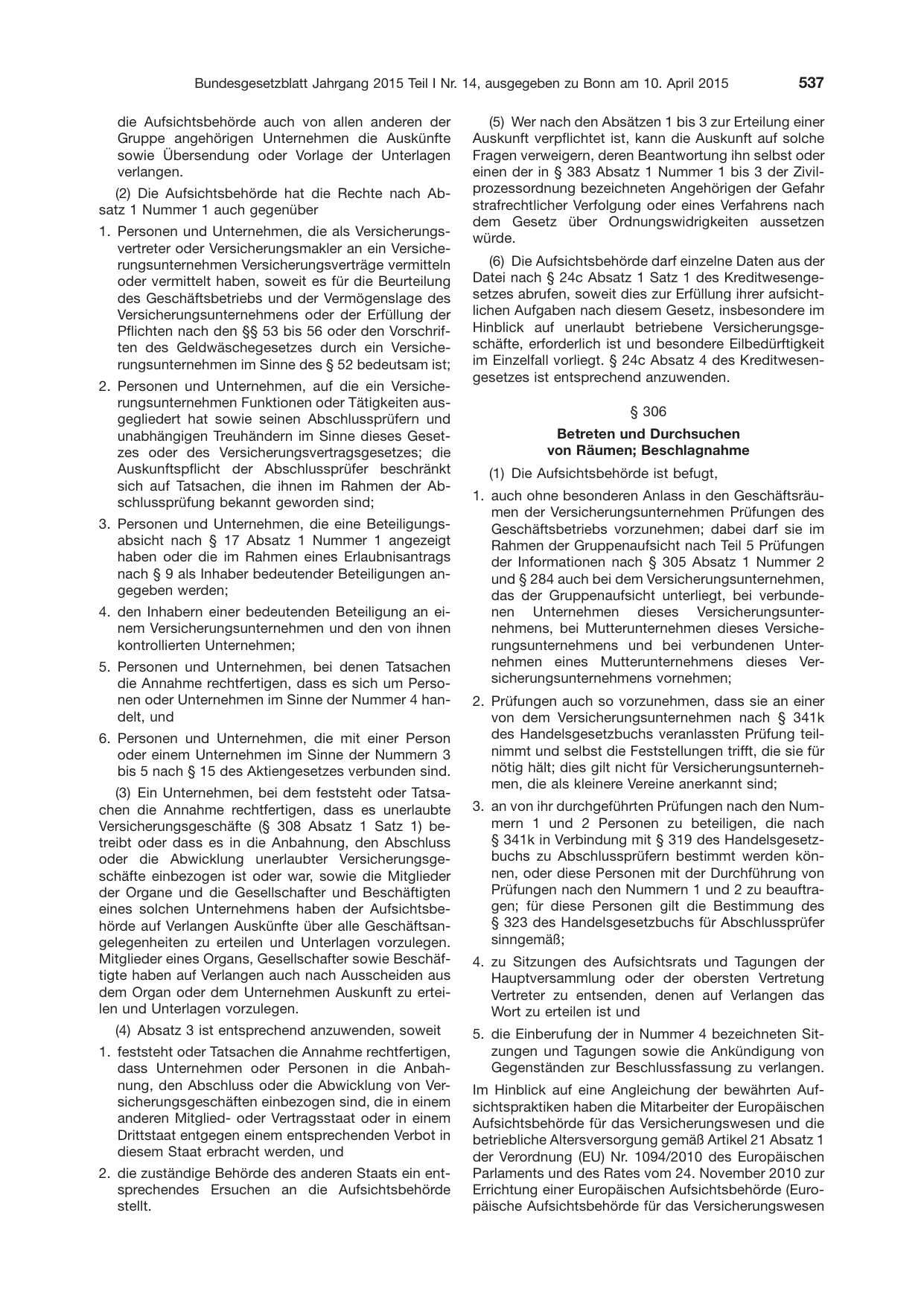 BGBl. 2015, Seite 537 — Originalseite als Abbildung