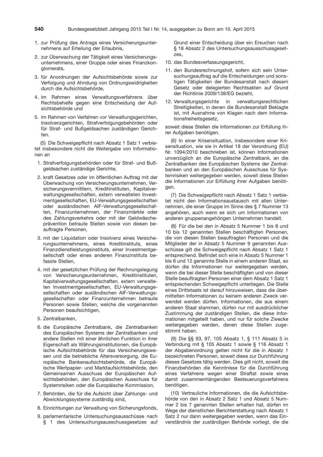BGBl. 2015, Seite 540 — Originalseite als Abbildung