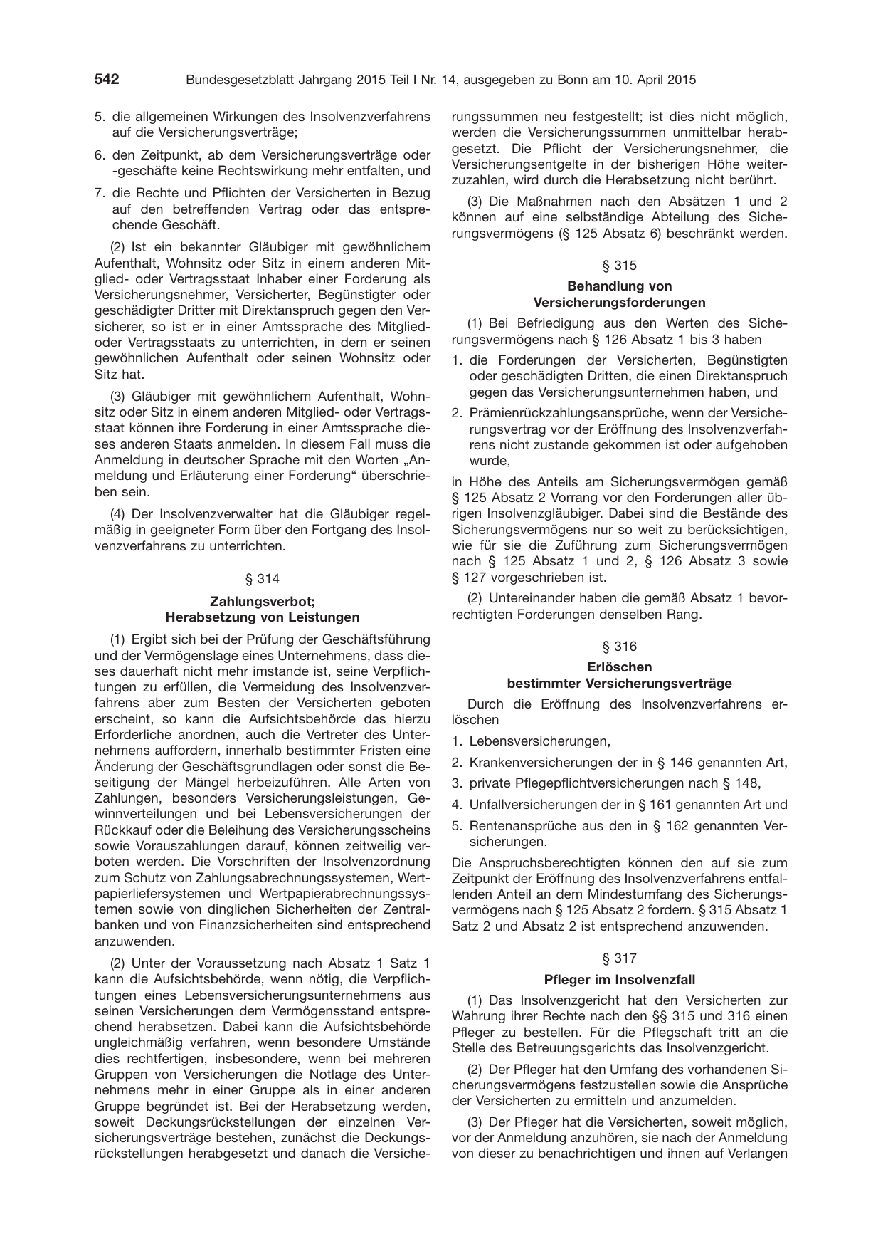 BGBl. 2015, Seite 542 — Originalseite als Abbildung
