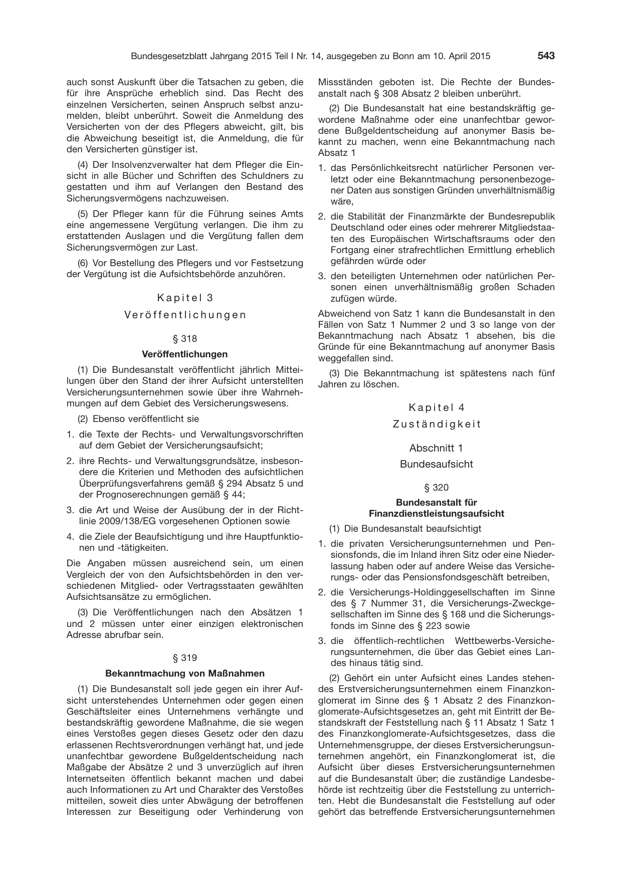 BGBl. 2015, Seite 543 — Originalseite als Abbildung