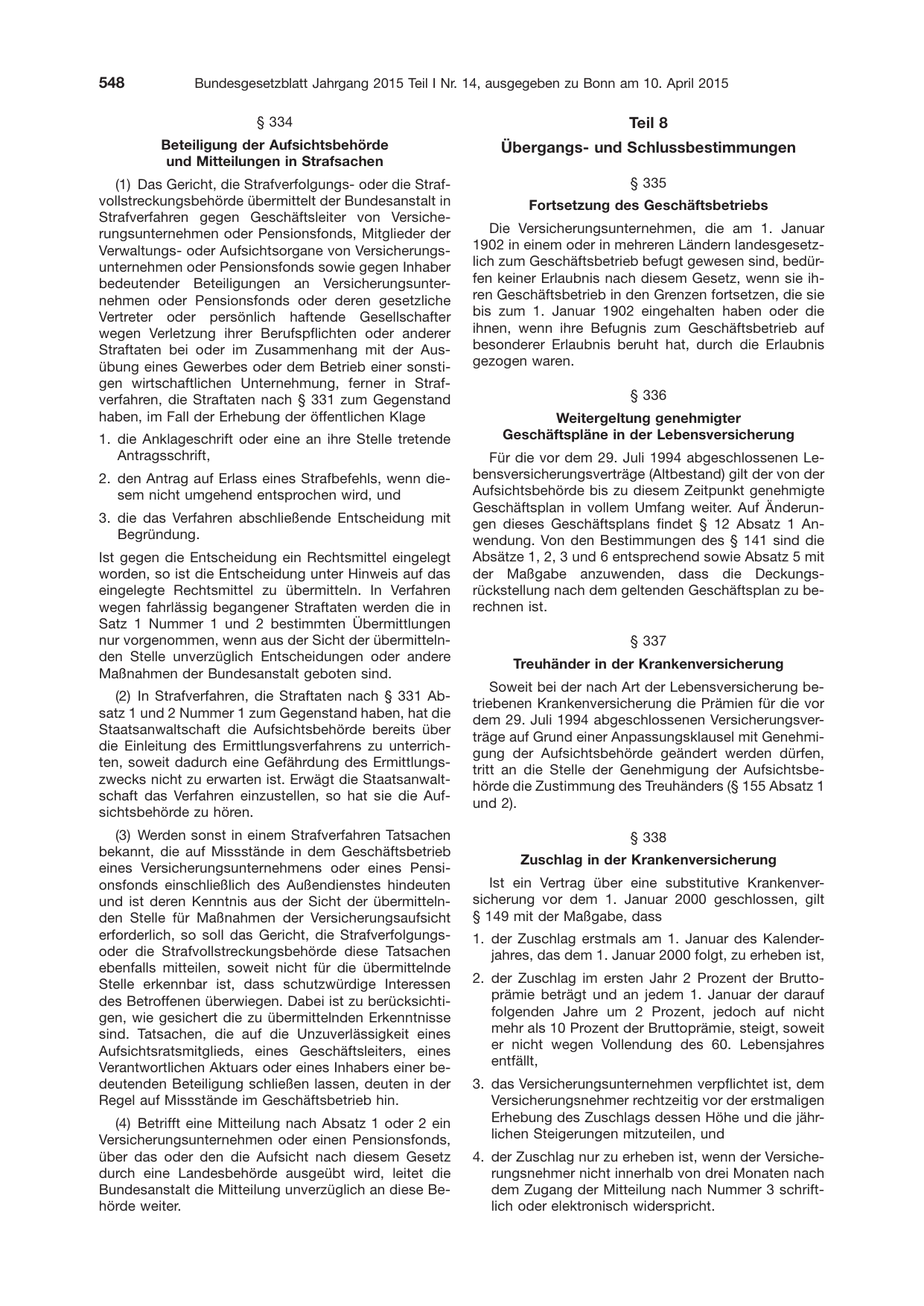 BGBl. 2015, Seite 548 — Originalseite als Abbildung