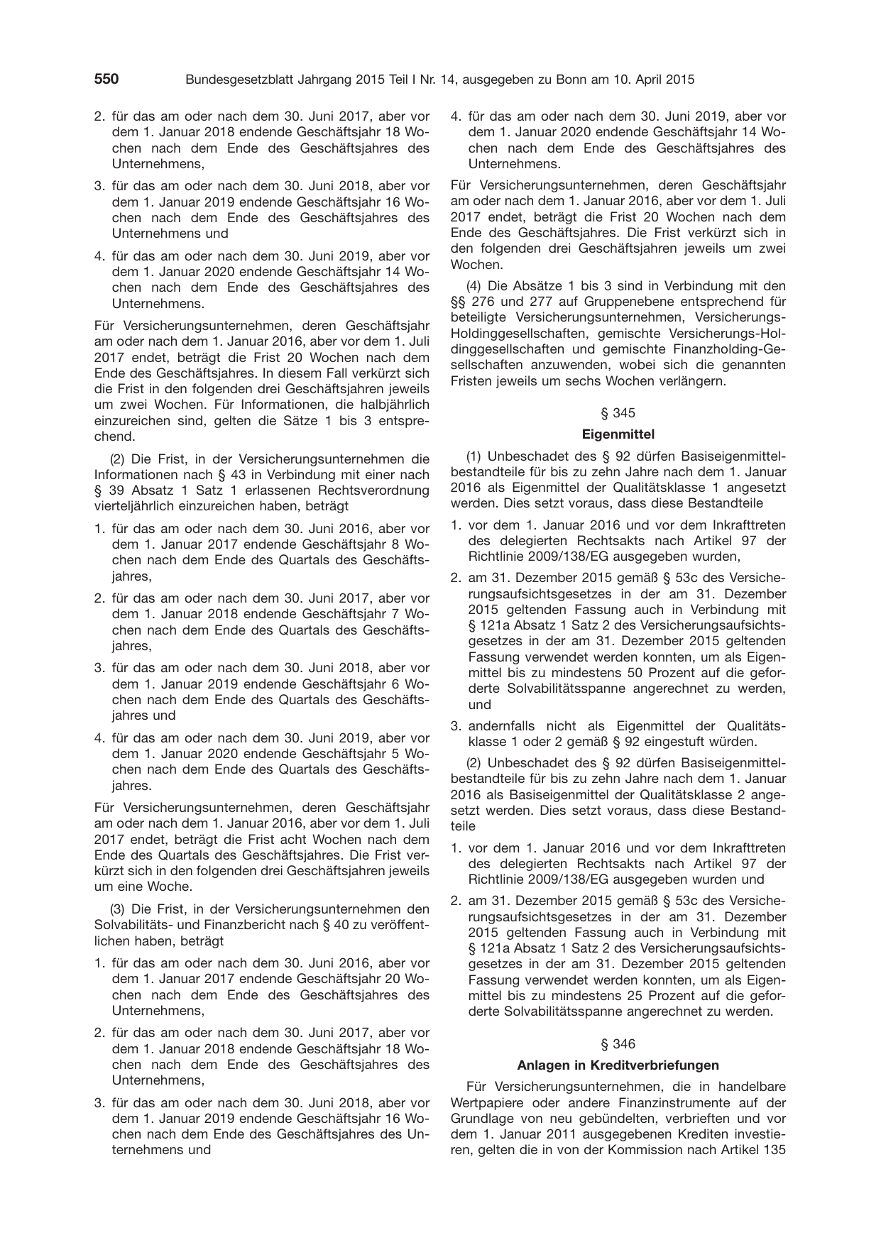 BGBl. 2015, Seite 550 — Originalseite als Abbildung