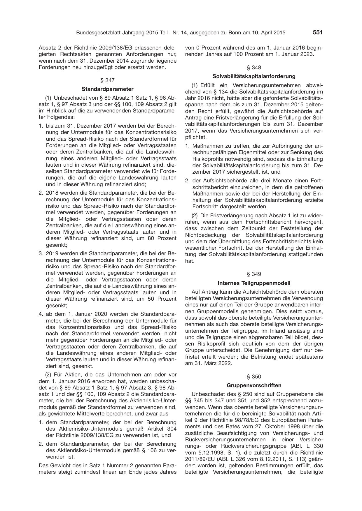 BGBl. 2015, Seite 551 — Originalseite als Abbildung