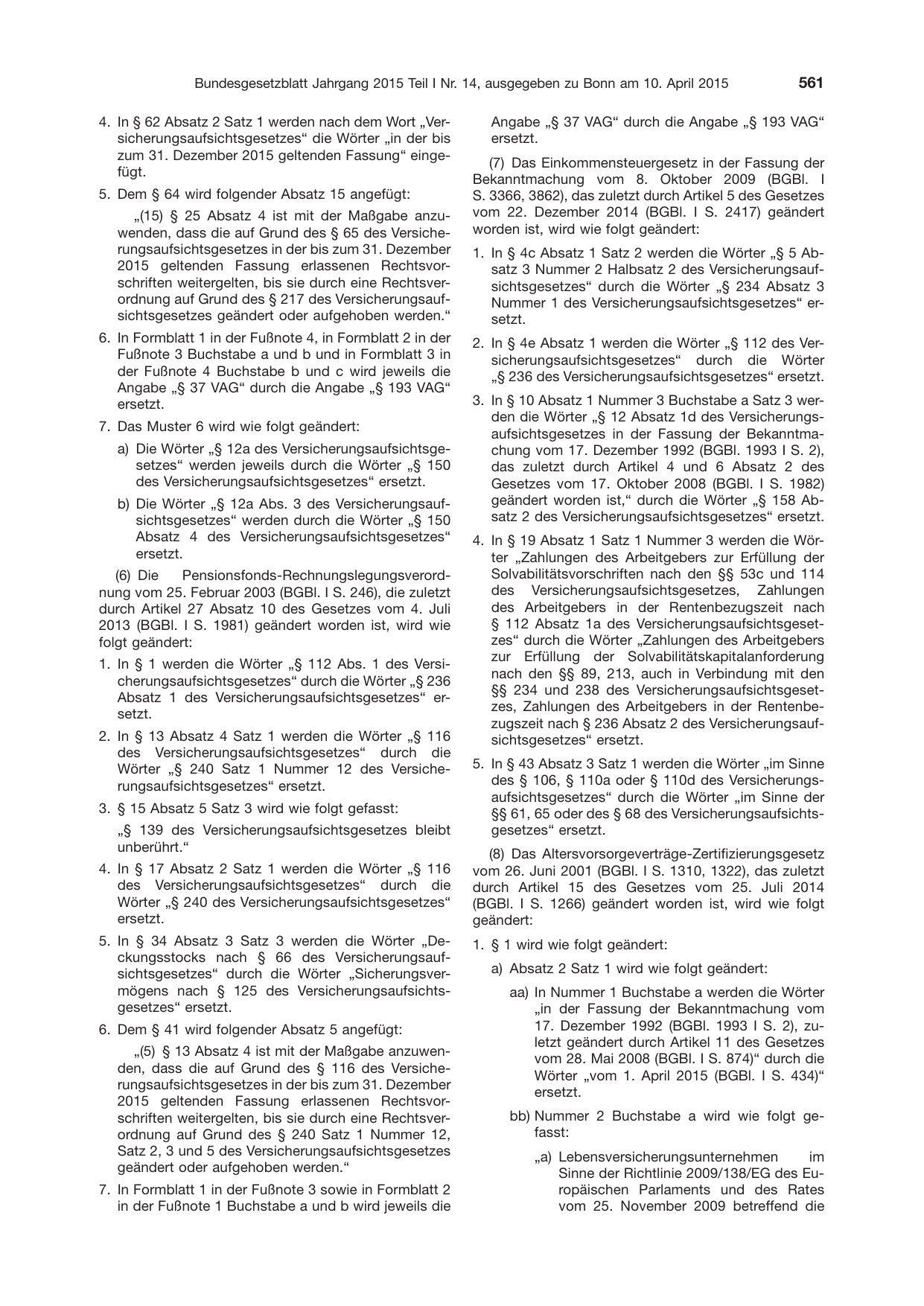 BGBl. 2015, Seite 561 — Originalseite als Abbildung