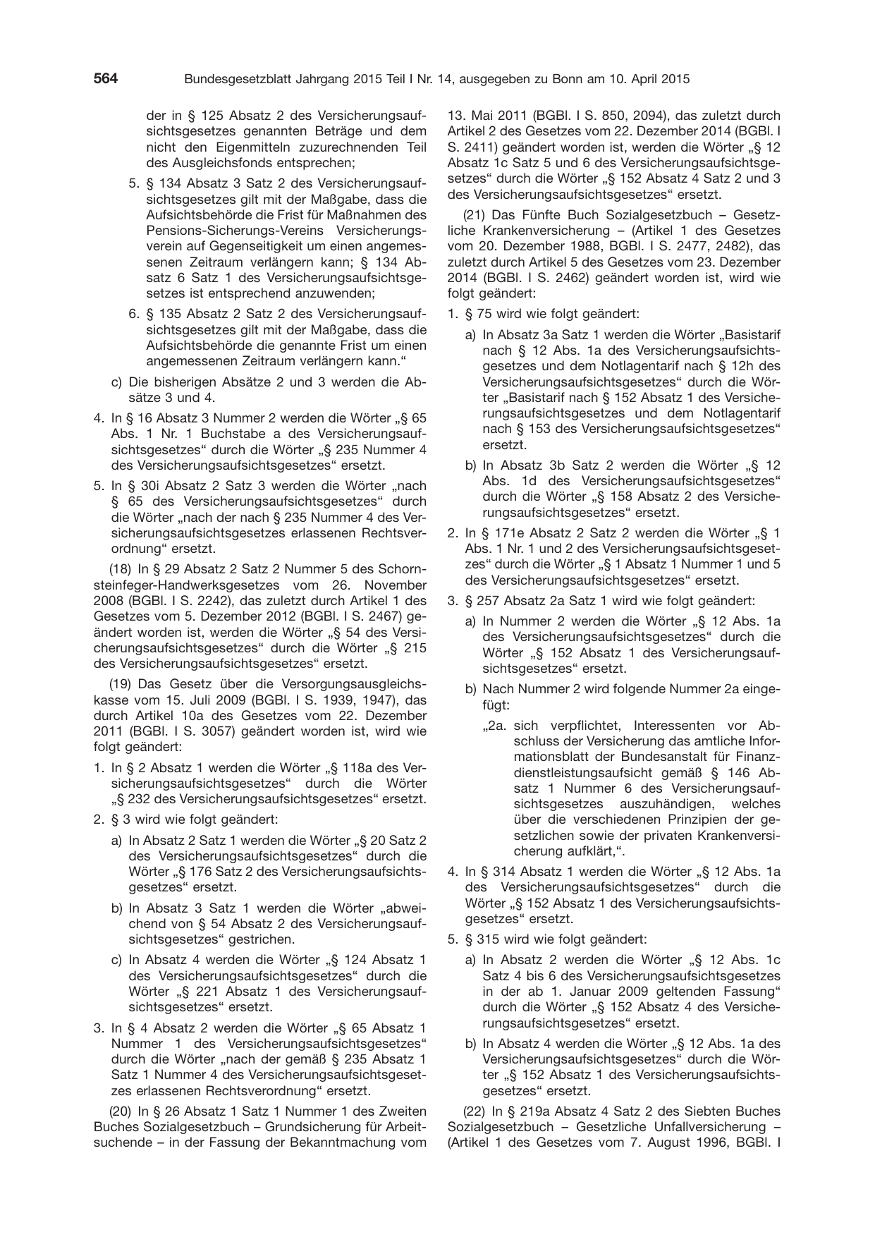 BGBl. 2015, Seite 564 — Originalseite als Abbildung