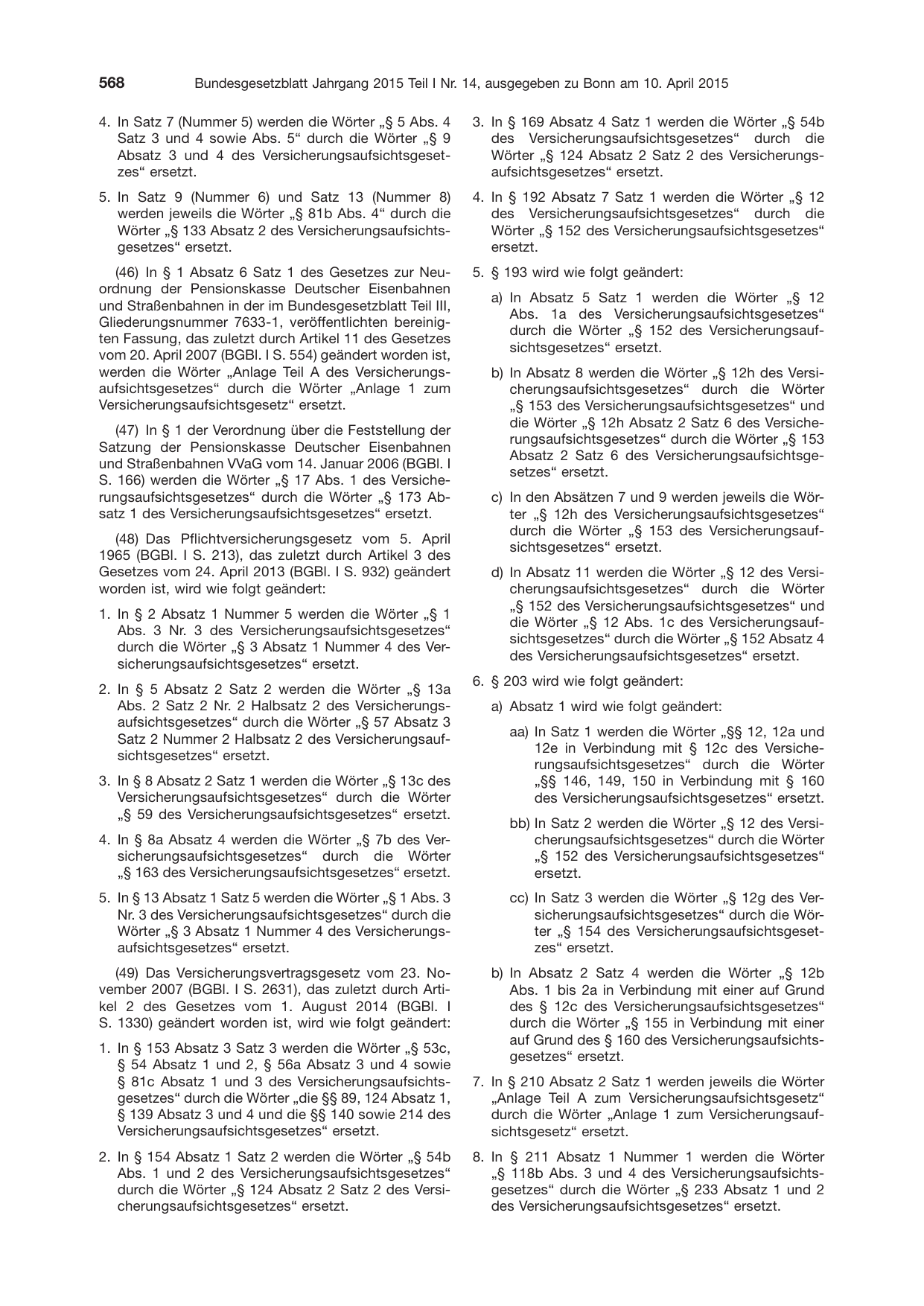 BGBl. 2015, Seite 568 — Originalseite als Abbildung