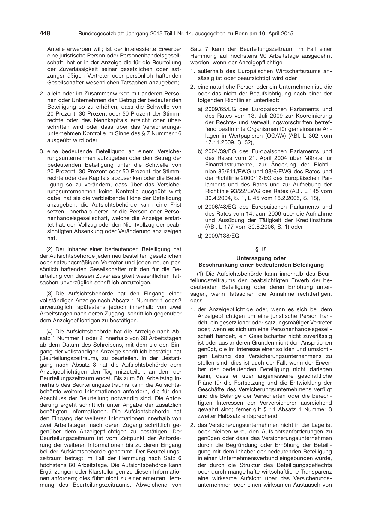 BGBl. 2015, Seite 448 — Originalseite als Abbildung