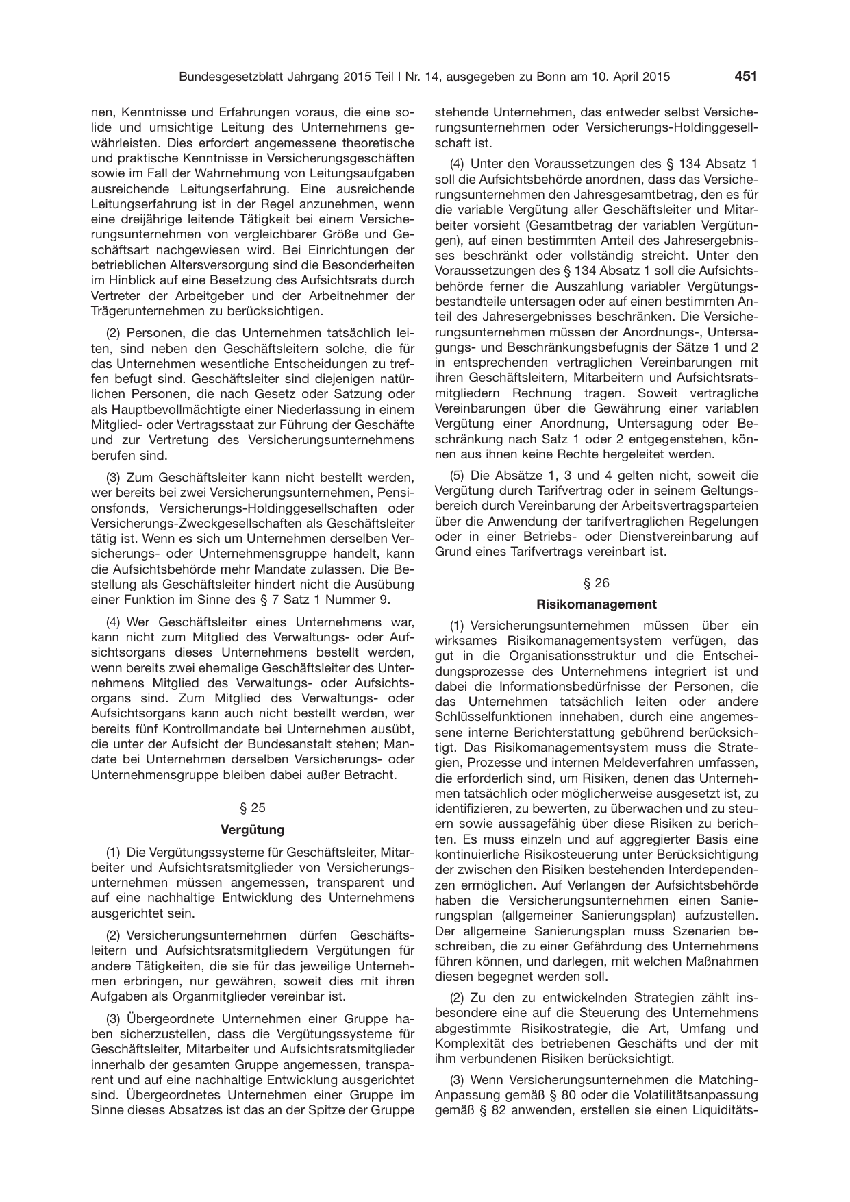 BGBl. 2015, Seite 451 — Originalseite als Abbildung