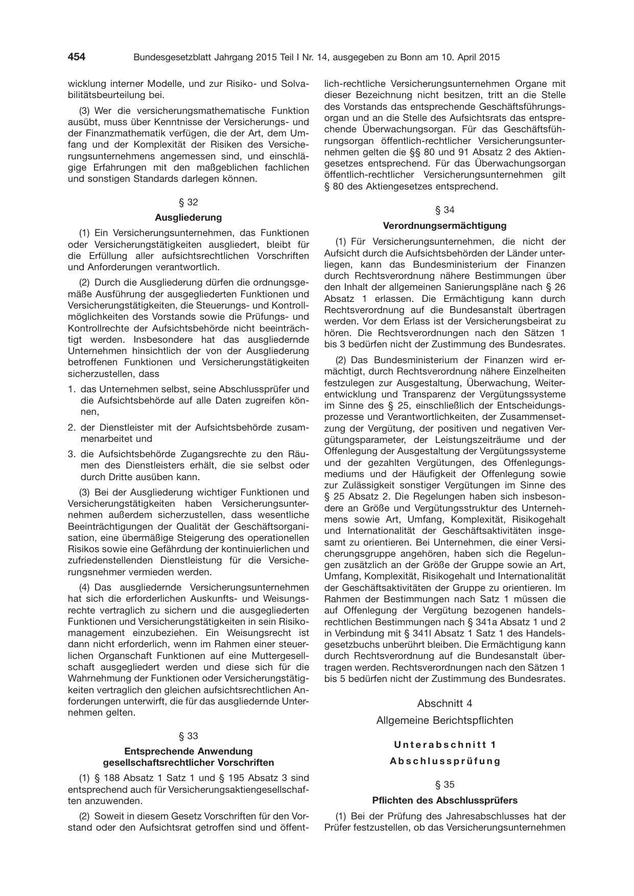 BGBl. 2015, Seite 454 — Originalseite als Abbildung