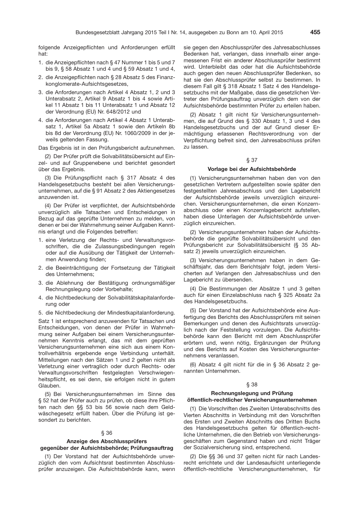BGBl. 2015, Seite 455 — Originalseite als Abbildung
