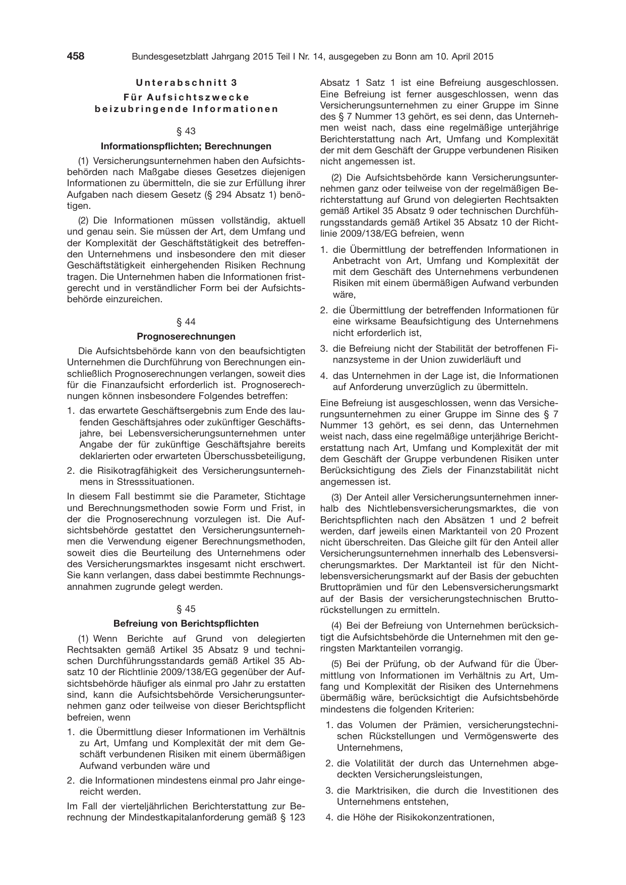 BGBl. 2015, Seite 458 — Originalseite als Abbildung