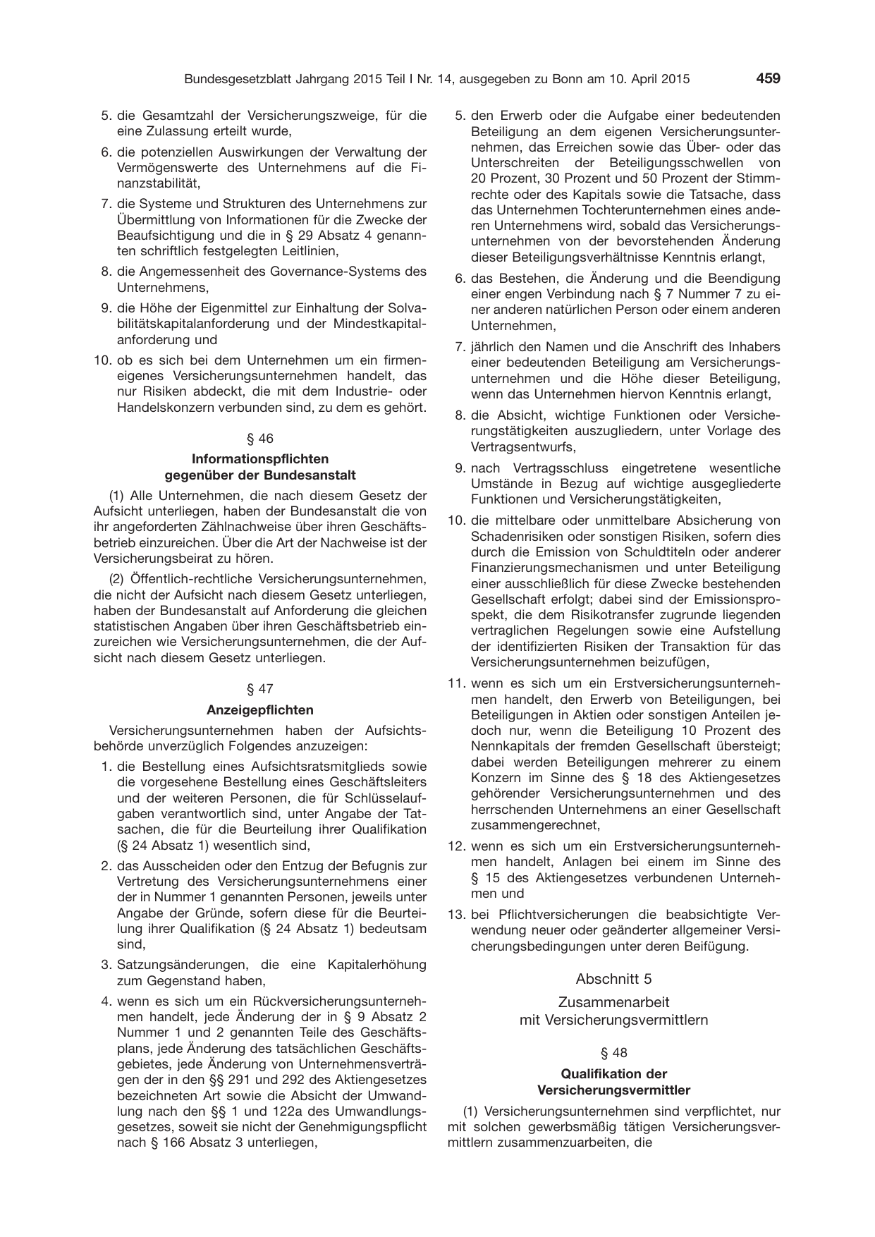 BGBl. 2015, Seite 459 — Originalseite als Abbildung