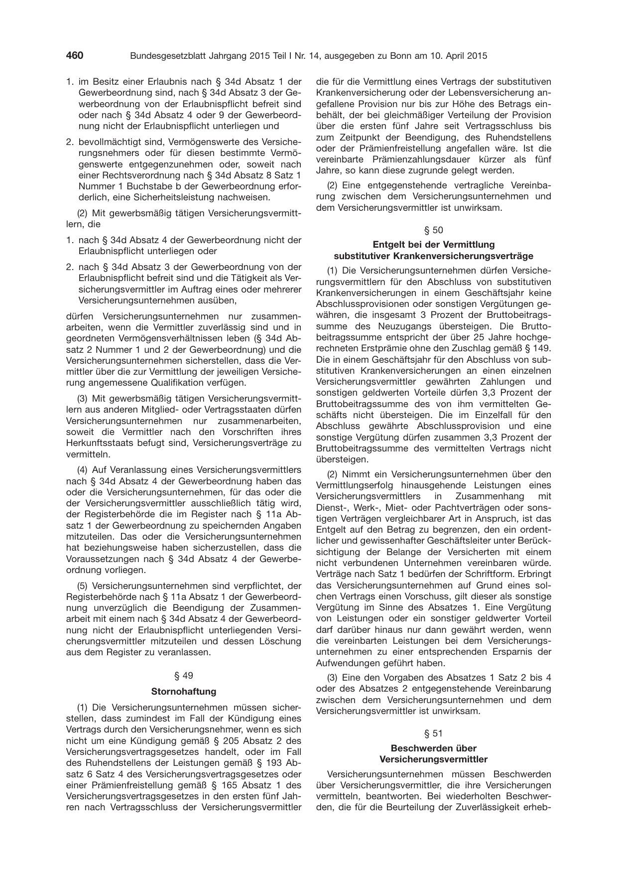 BGBl. 2015, Seite 460 — Originalseite als Abbildung