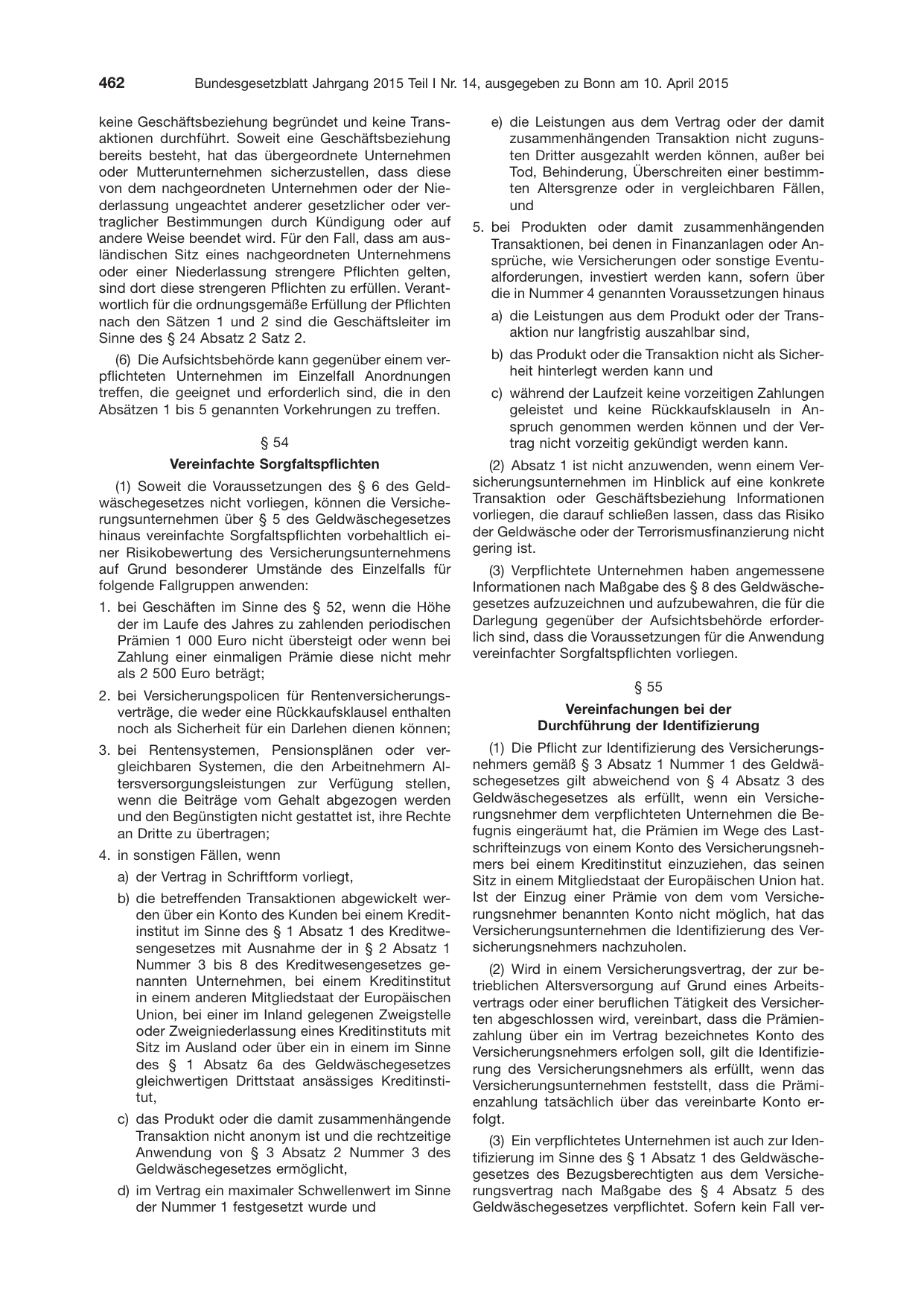 BGBl. 2015, Seite 462 — Originalseite als Abbildung