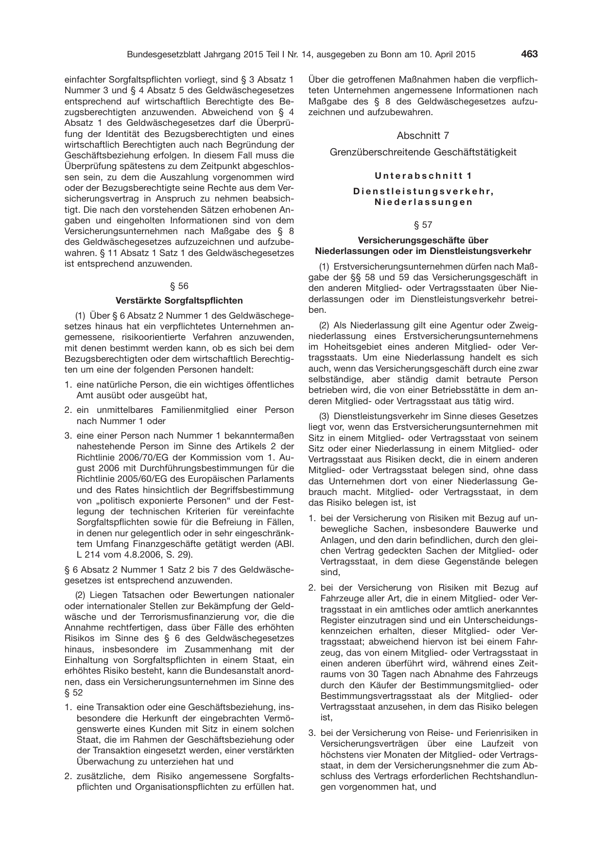 BGBl. 2015, Seite 463 — Originalseite als Abbildung