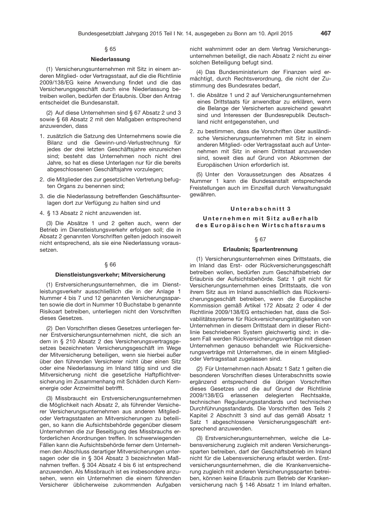 BGBl. 2015, Seite 467 — Originalseite als Abbildung