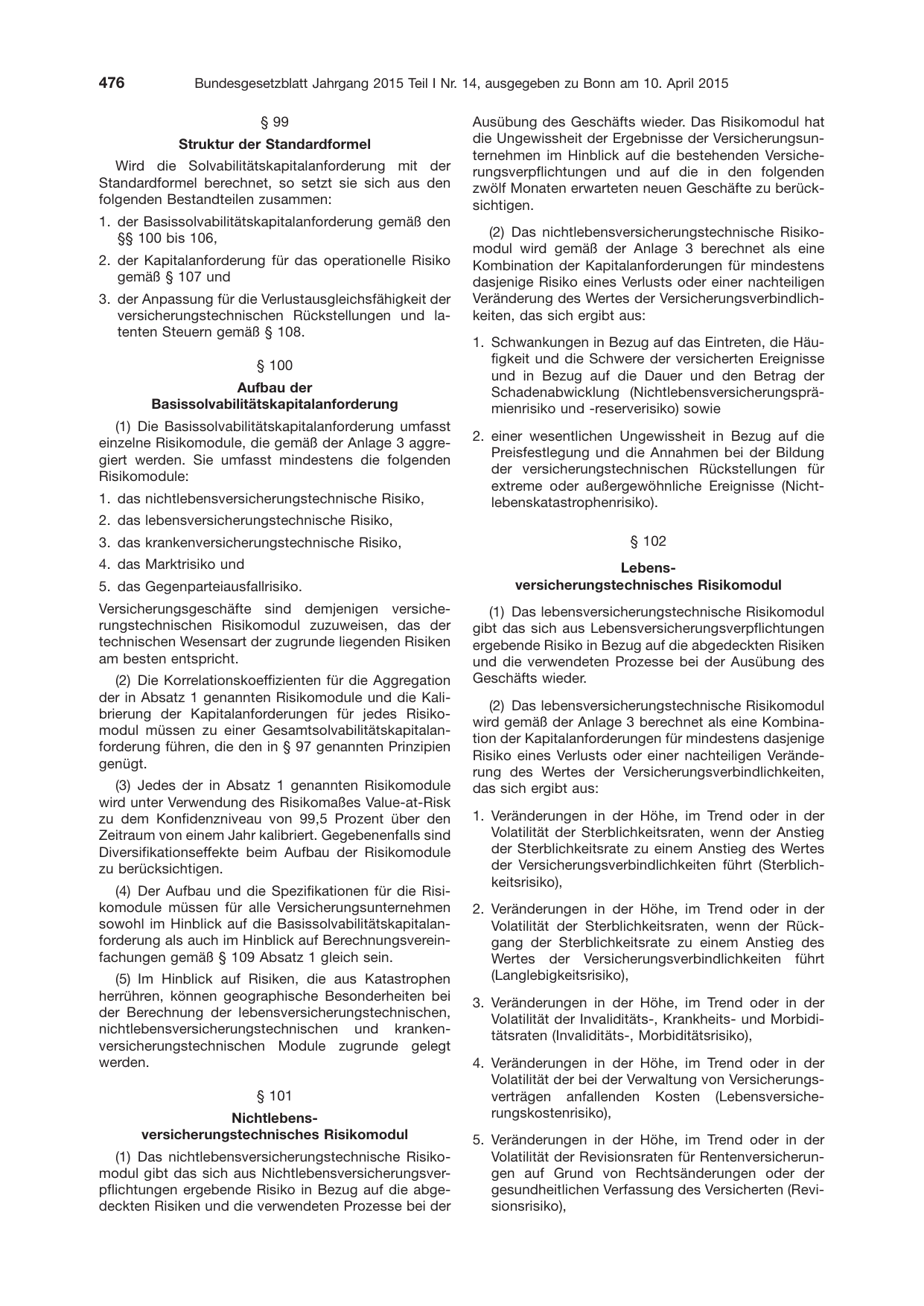 BGBl. 2015, Seite 476 — Originalseite als Abbildung