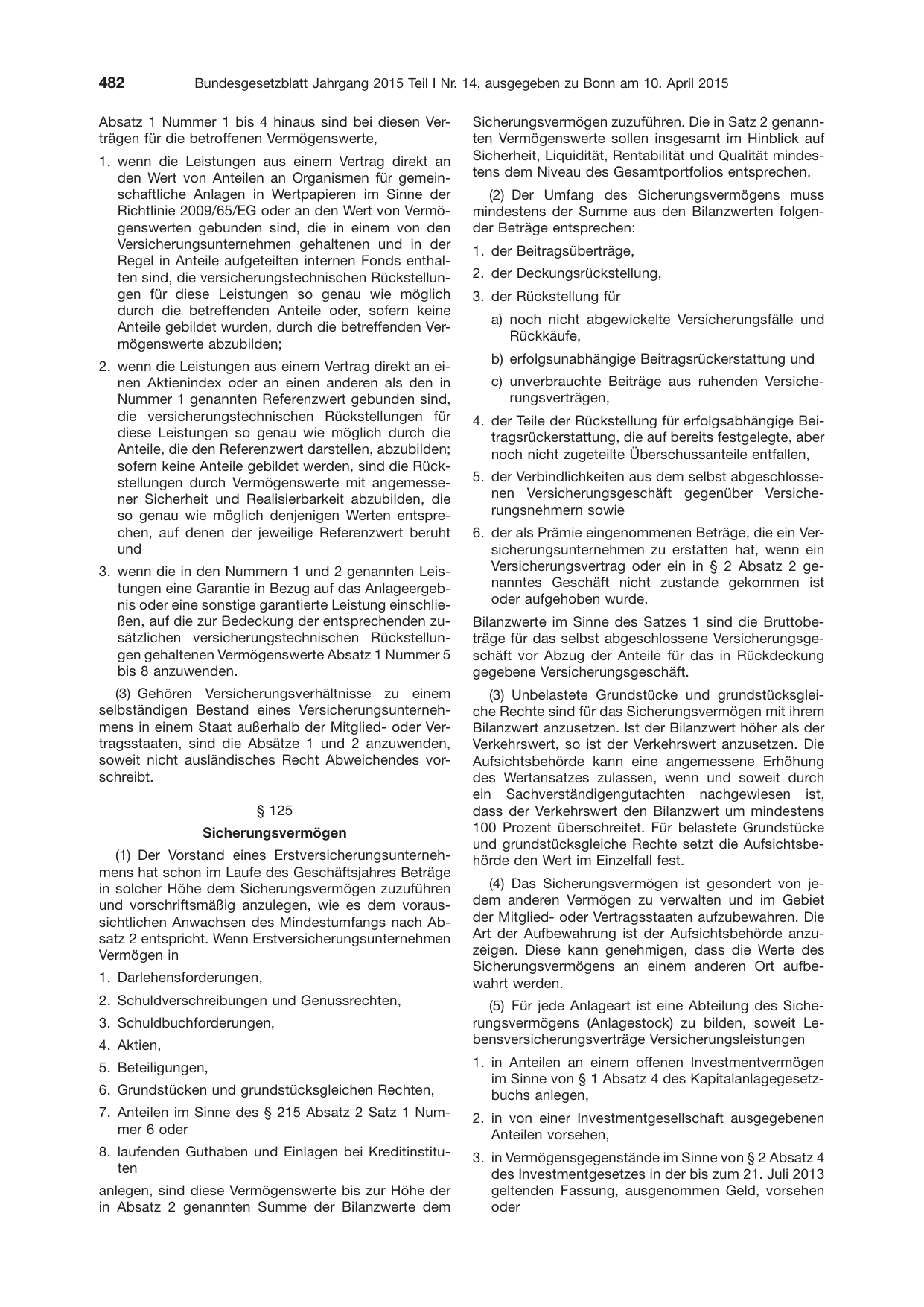 BGBl. 2015, Seite 482 — Originalseite als Abbildung