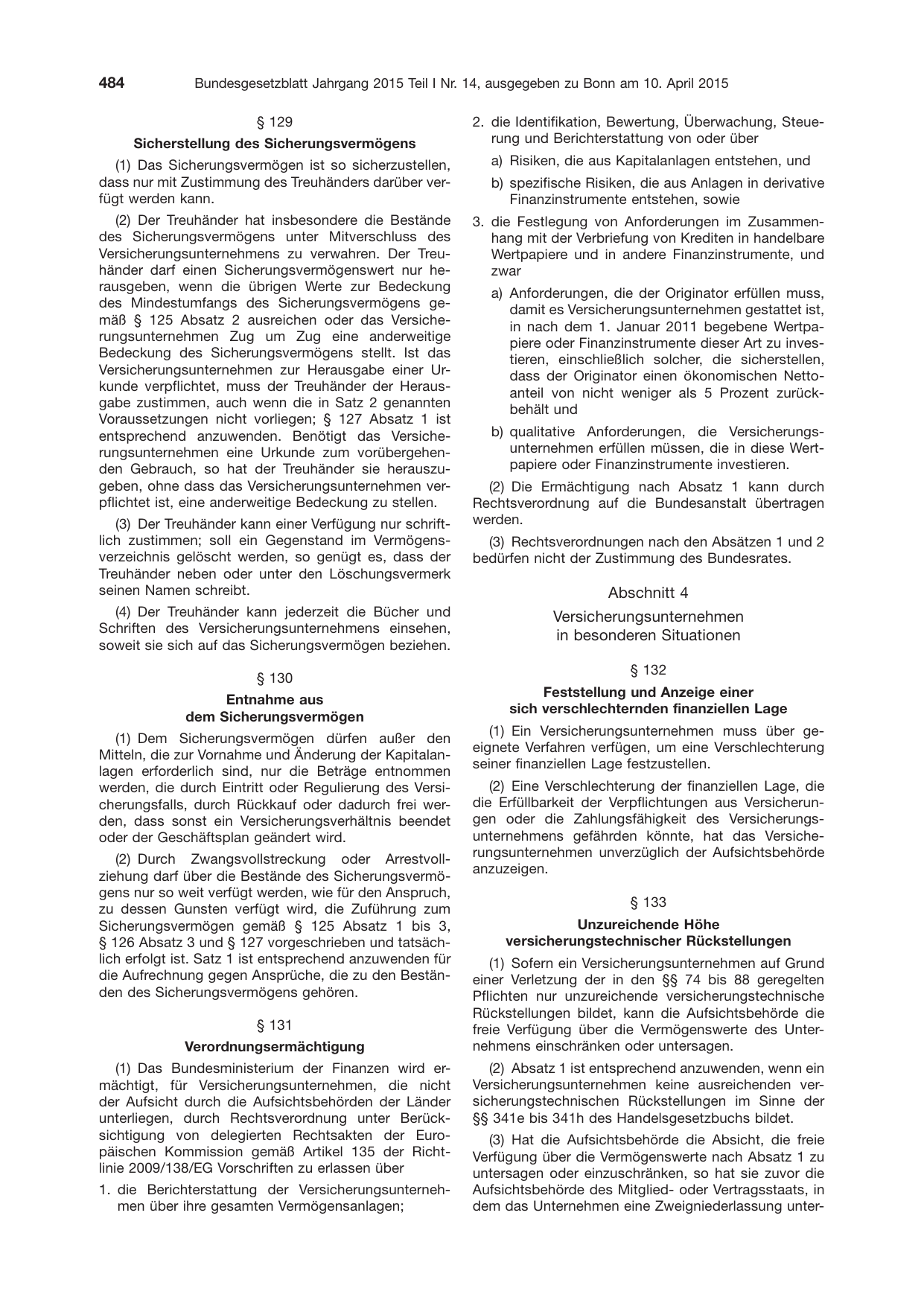BGBl. 2015, Seite 484 — Originalseite als Abbildung